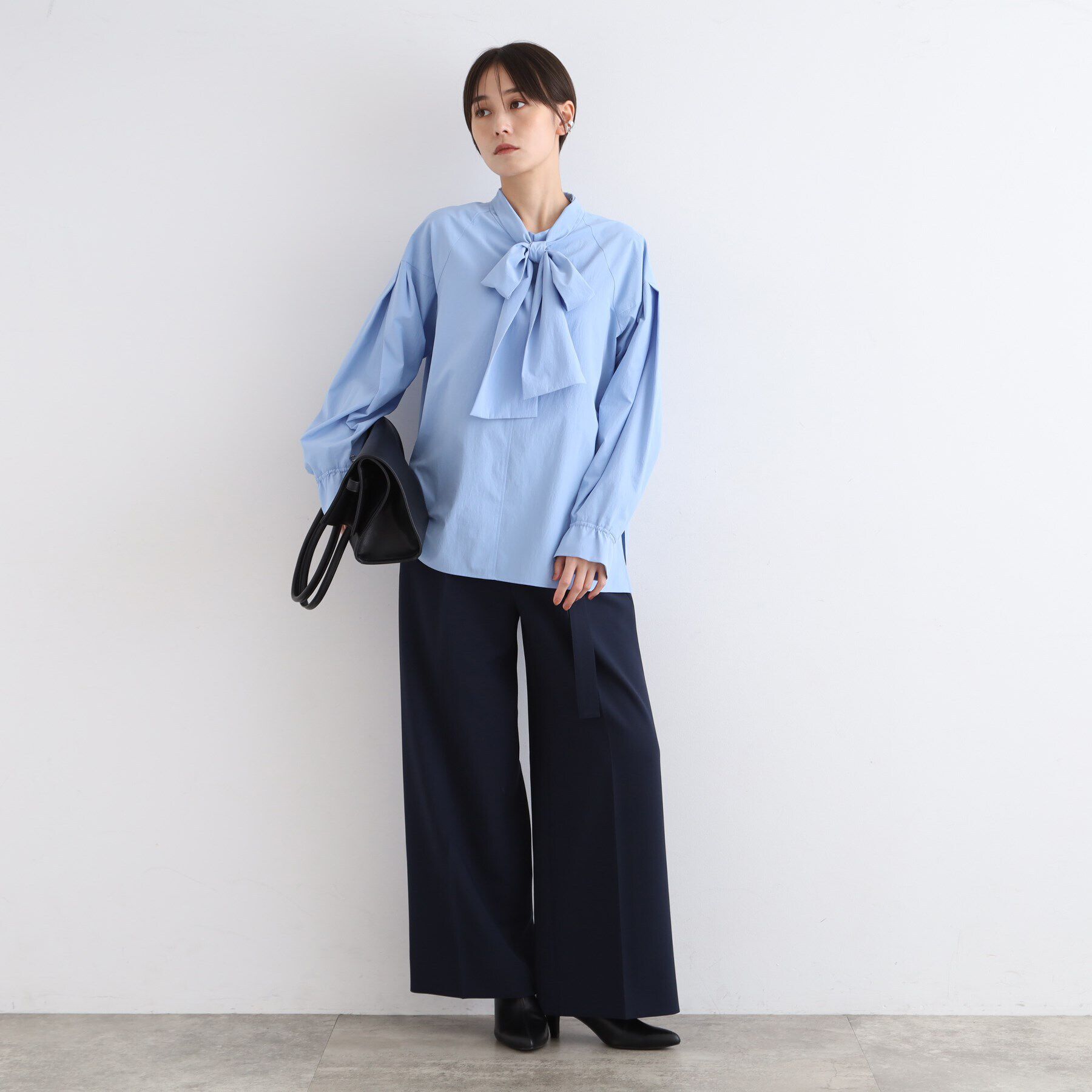 INDIVI「【洗える／2WAY】ボリュームスリーブ ボウタイブラウス」|シャツ・ブラウス|