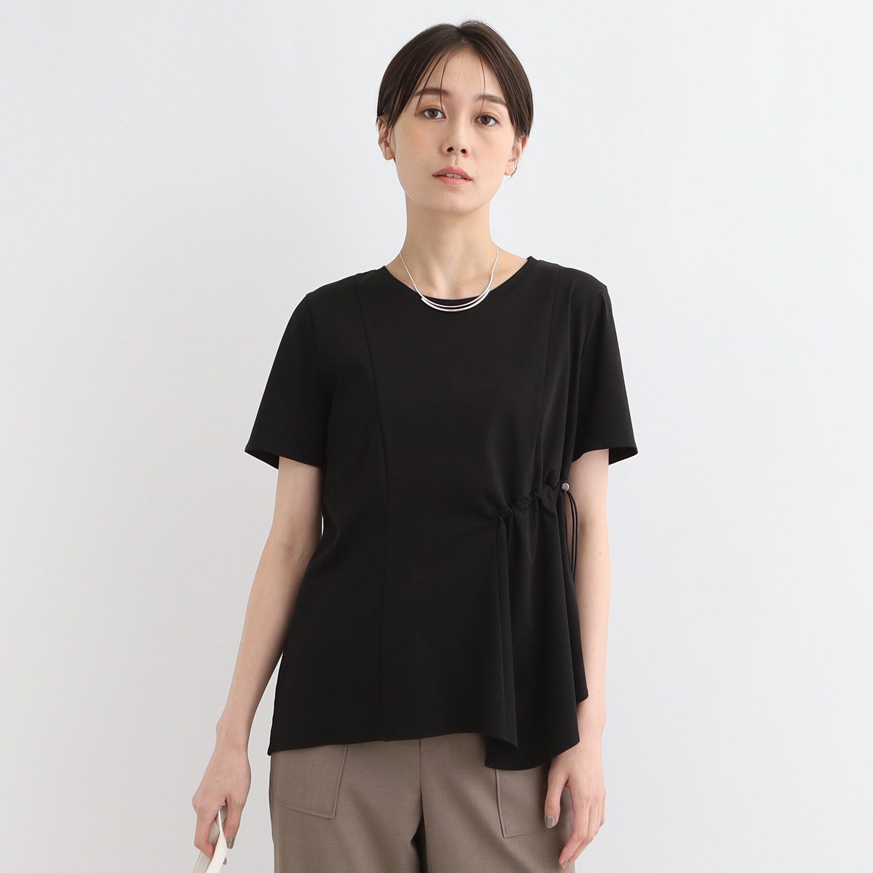 INDIVI「【洗える／トレンド】ドロストデザインTシャツ」|Tシャツ・カットソー|