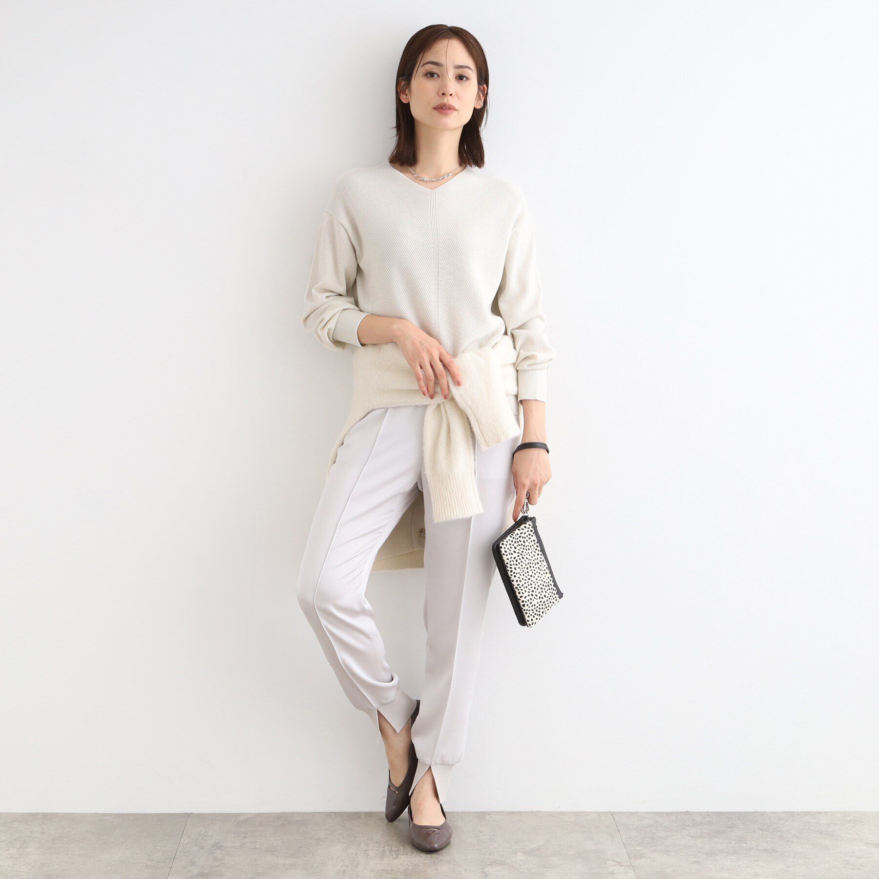 INDIVI「【洗える／日本製／ウール混】Vネックラメニット」|ニット・セーター|