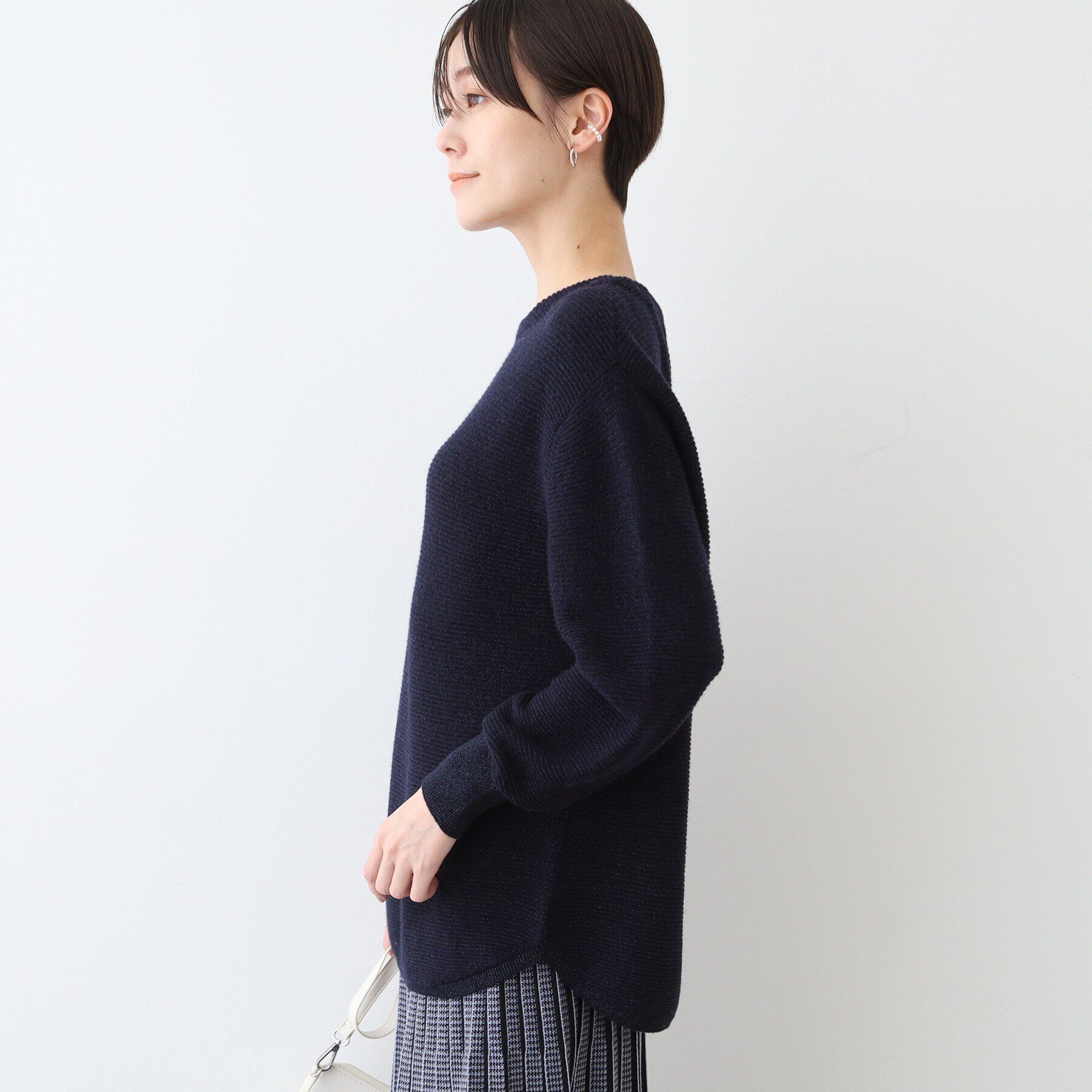 INDIVI「【カシミヤ混／洗える／ラメ】ボートネックニット」|ニット・セーター|