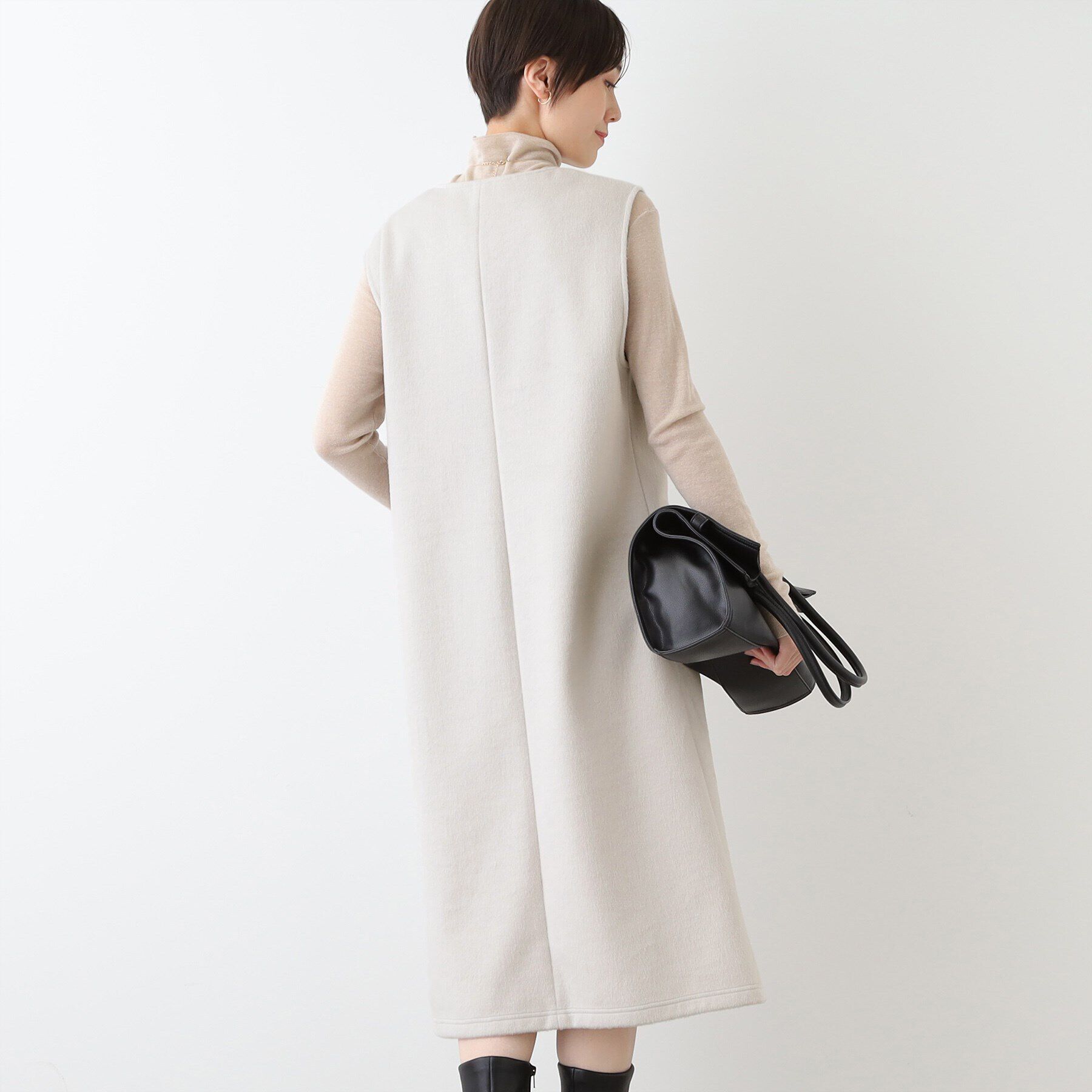 INDIVI「【日本製】ヘアリーキーネックジャンパードレス」|ワンピース|