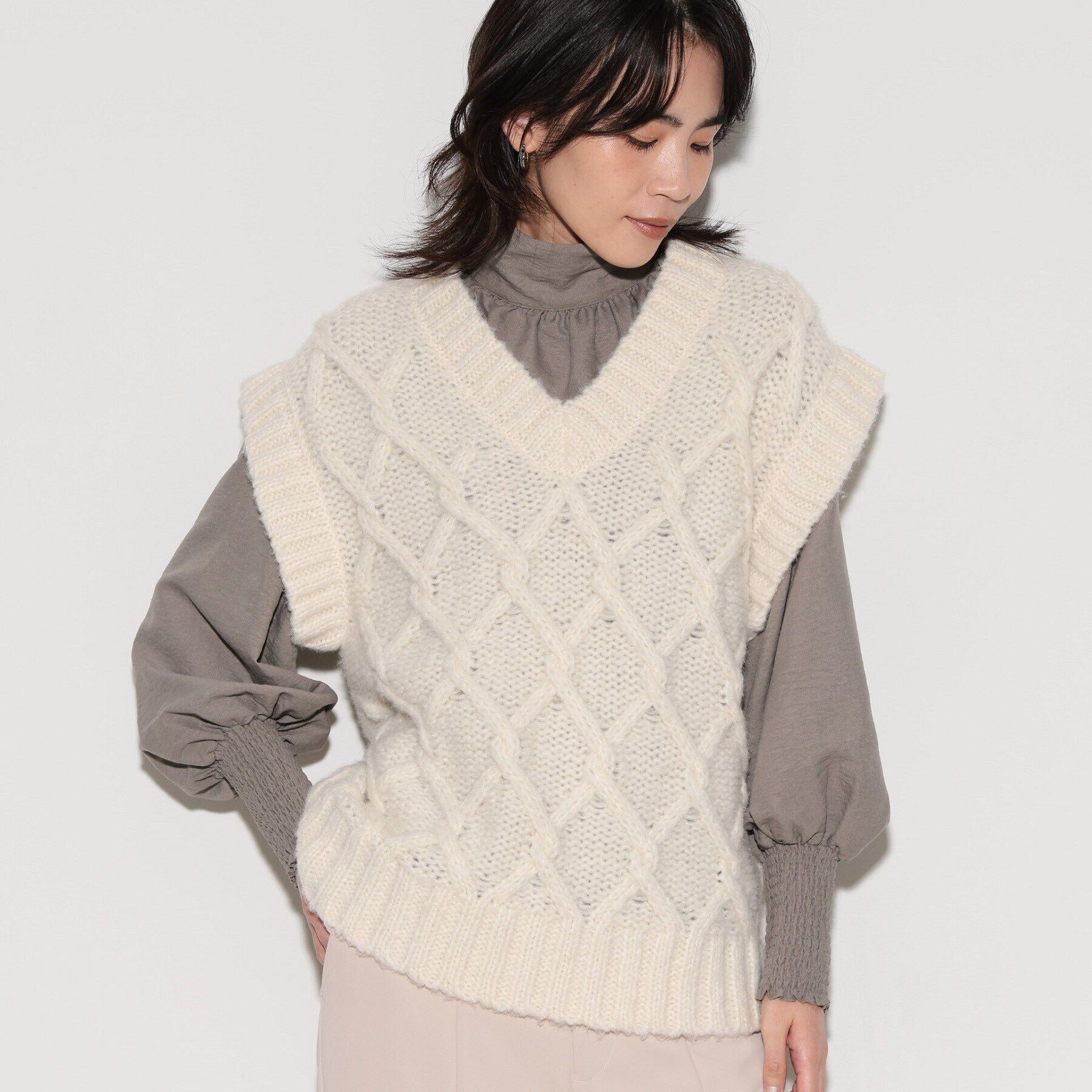 GALLEST「ケーブルニットベスト」|ベスト・ジレ|