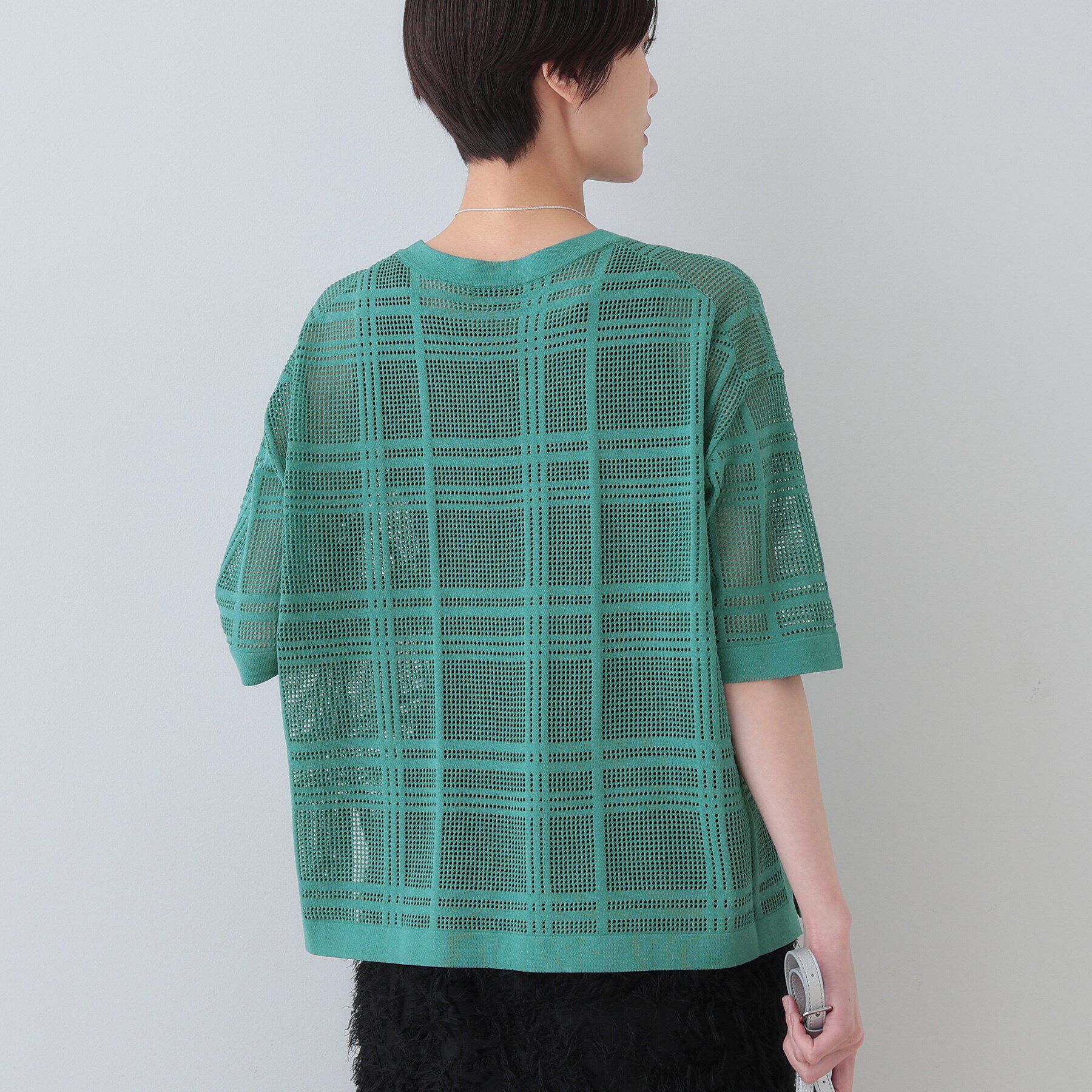 INDIVI「【洗える】メッシュチェック柄ニット」|ニット・セーター|