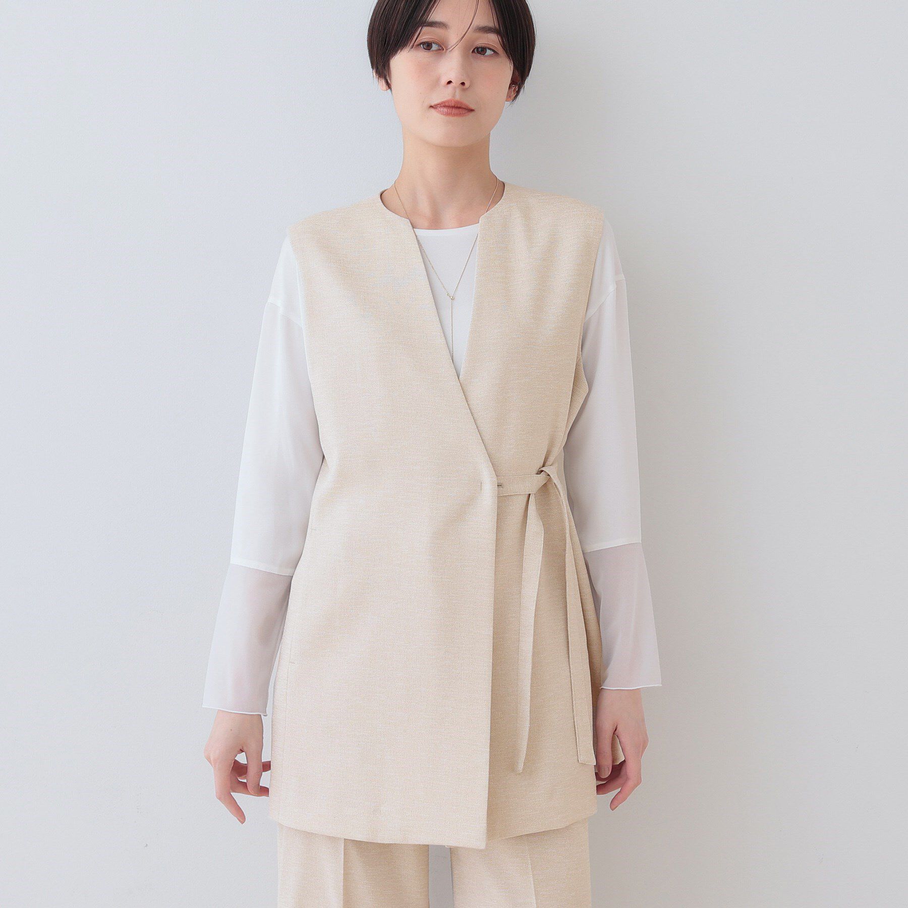 INDIVI「【こなれSETUP】リネンライクジレジャケット」|ベスト・ジレ|