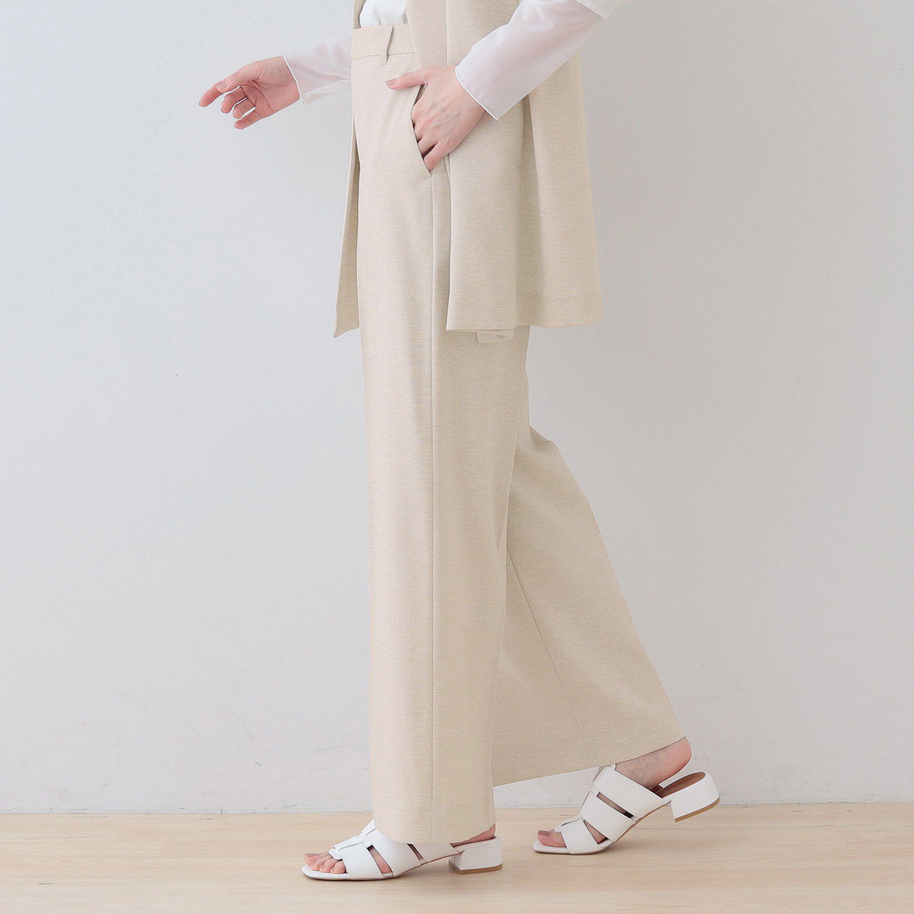 INDIVI「【こなれSETUP】リネンライクワイドパンツ」|その他|