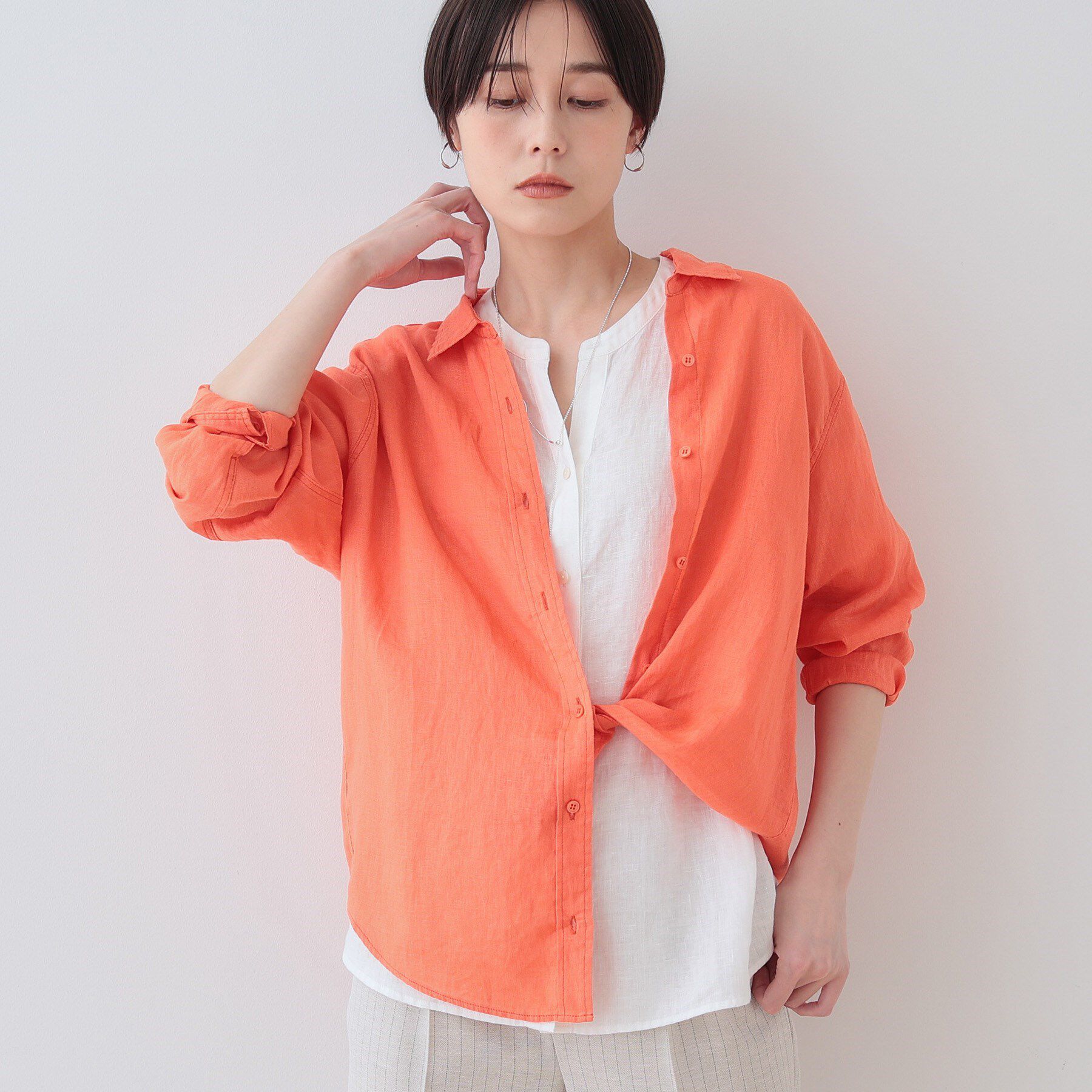 INDIVI「【毎年人気！／フレンチリネン】ベーシックシャツ」|シャツ・ブラウス|