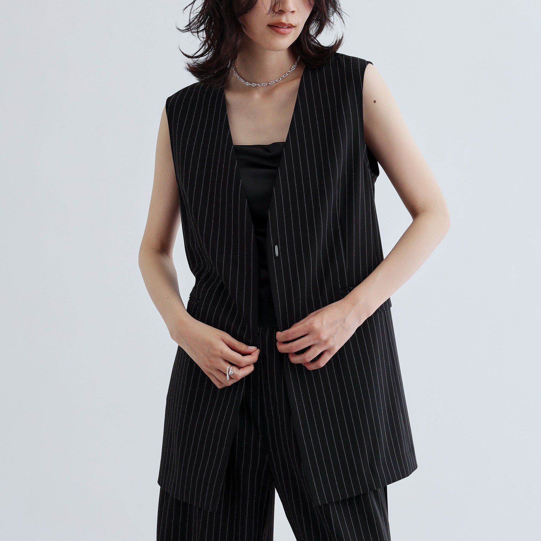 GALLEST「【セットアップ可】ナローベルテッドジレ【カセット服/オケージョン/通勤】」|ベスト・ジレ|ブラック(319)