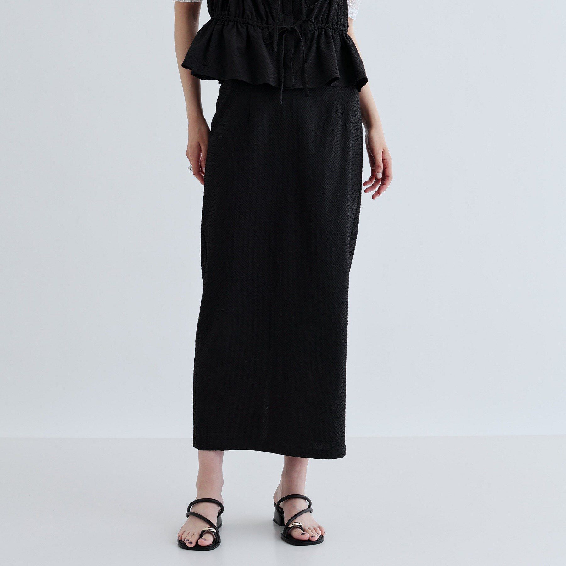 GALLEST「【セットアップ可能】スクエアサッカースリットスカート【洗える/カセット服】」|スカート|ブラック(019)