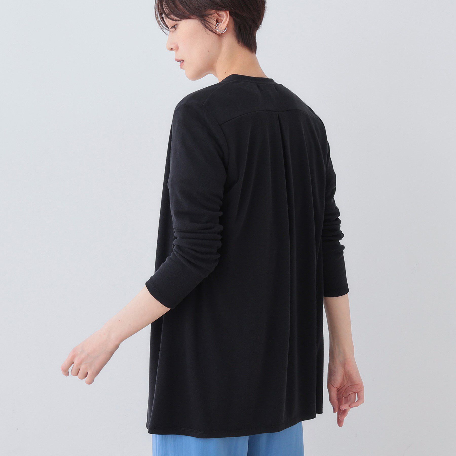 INDIVI「【洗える】着流しジャージカーディガン」|カーディガン|