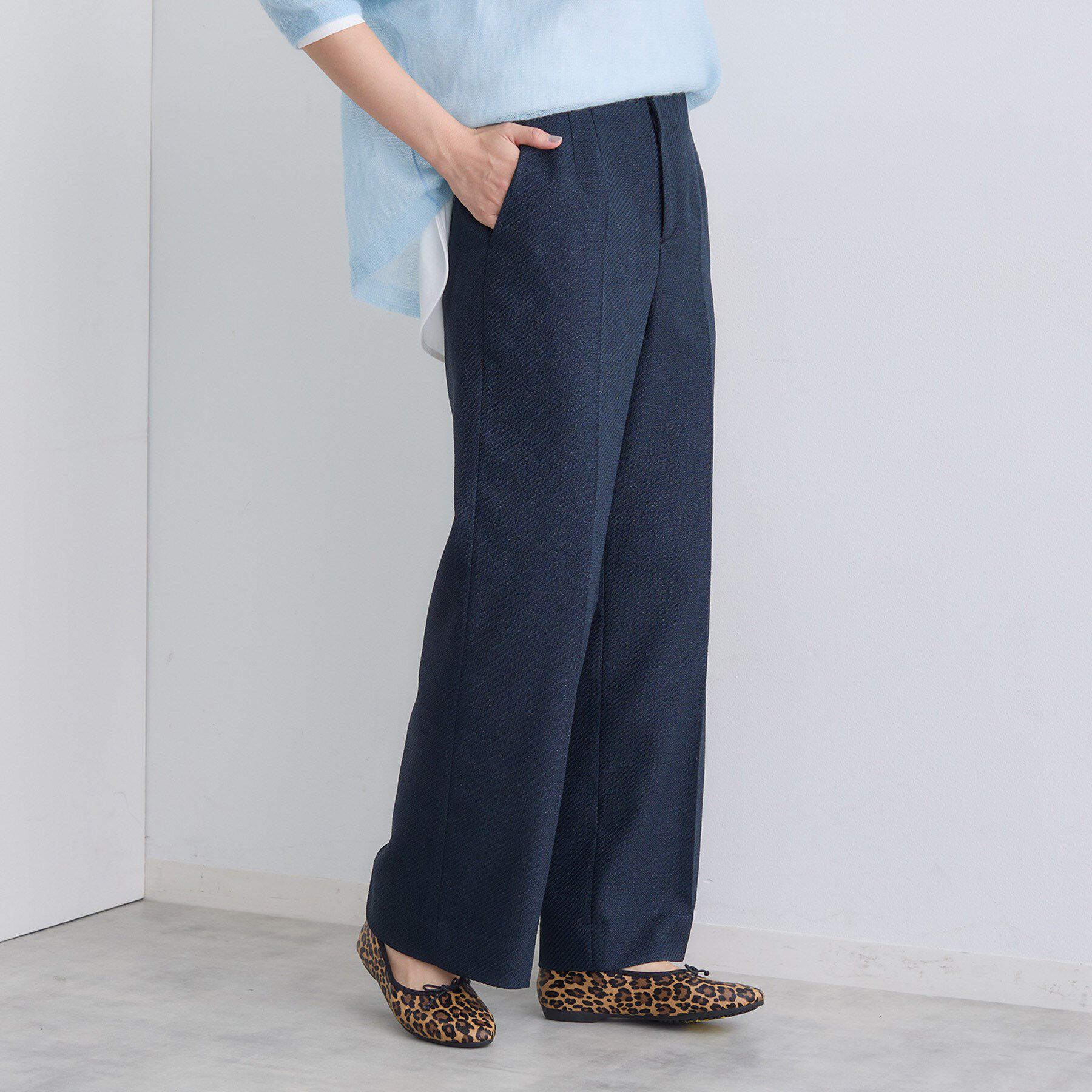 INDIVI「【褒められパンツ/ウール調素材】ラメ混ワイドパンツ」|その他|