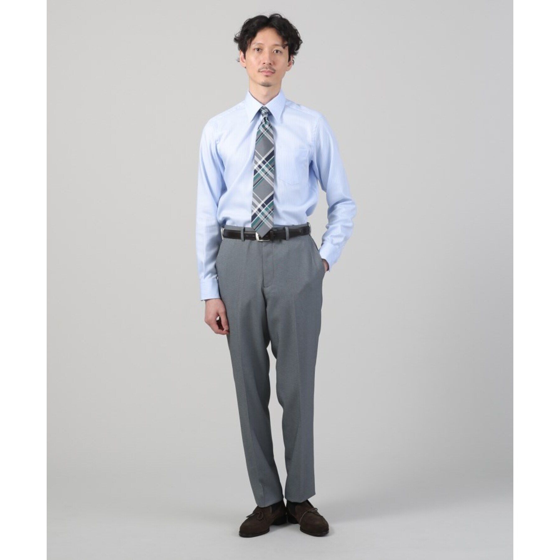 TAKEO KIKUCHI「【ONOFF/セットアップ対応】メランジ シャークスキン ストレッチ パンツ」|スーツ|