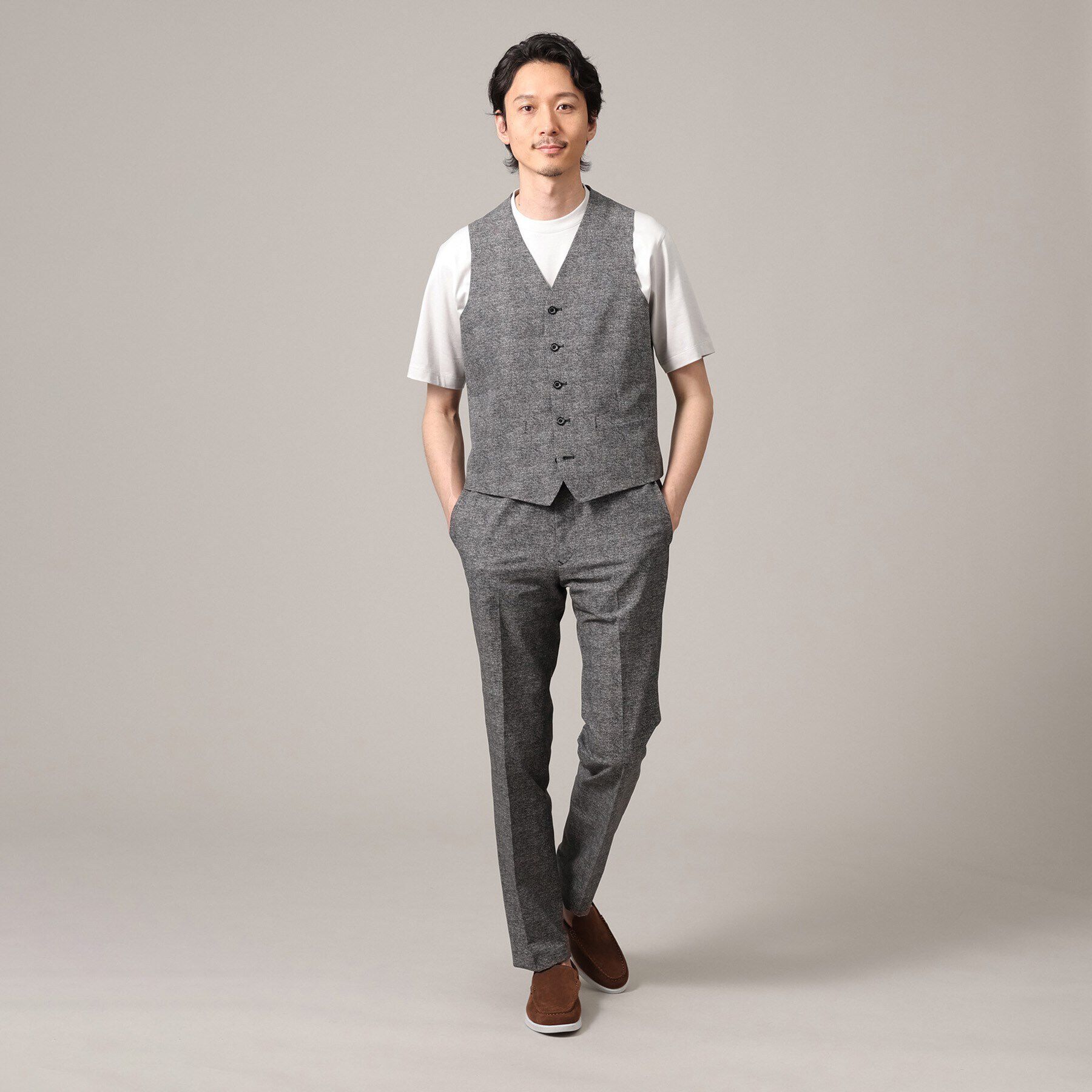 TAKEO KIKUCHI「【抗菌防臭／3ピース対応】COOL DOTS（R）ドビープリント ベスト」|ベスト・ジレ|