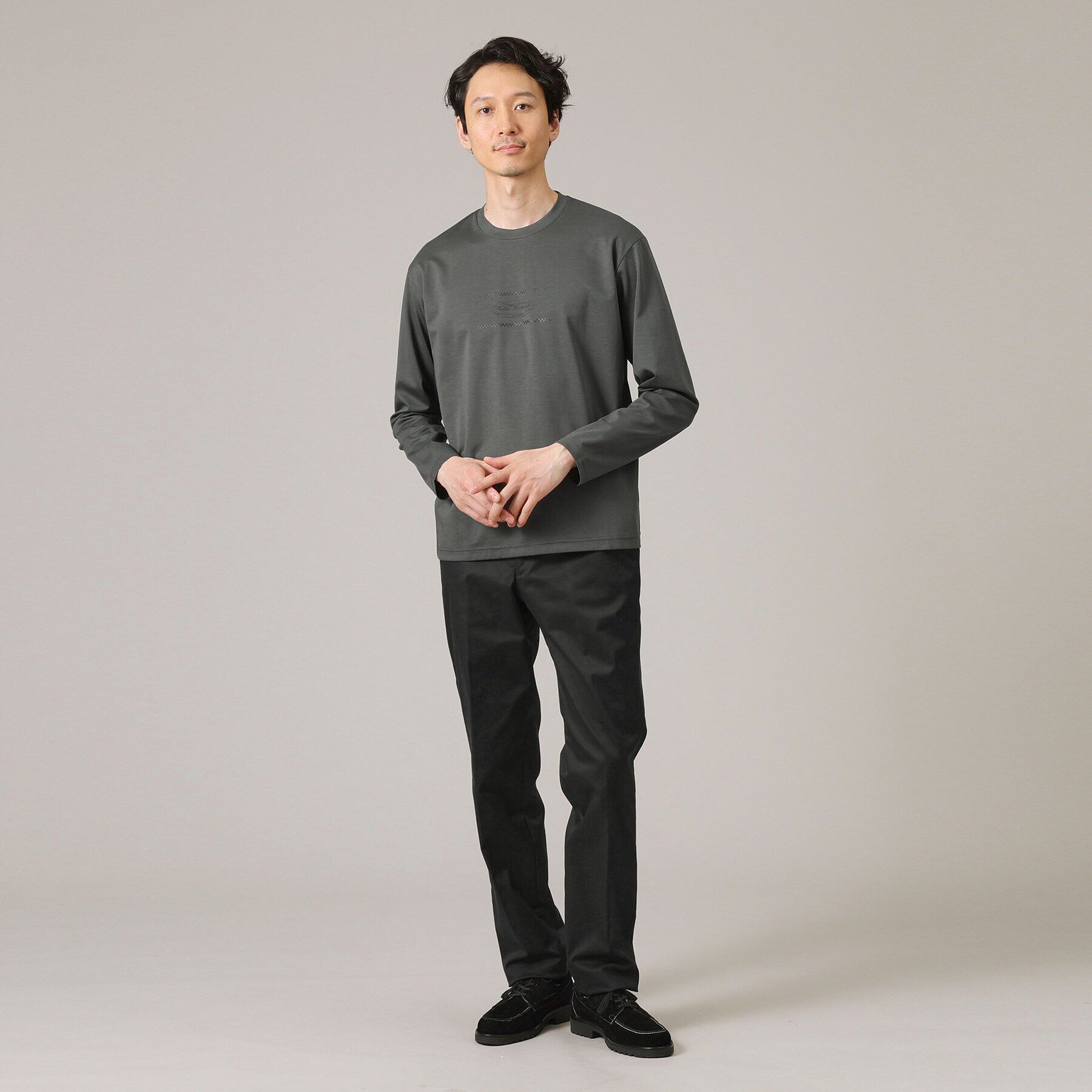 TAKEO KIKUCHI「カリグラフィーロゴ長袖ポンチTシャツ」|Tシャツ・カットソー|