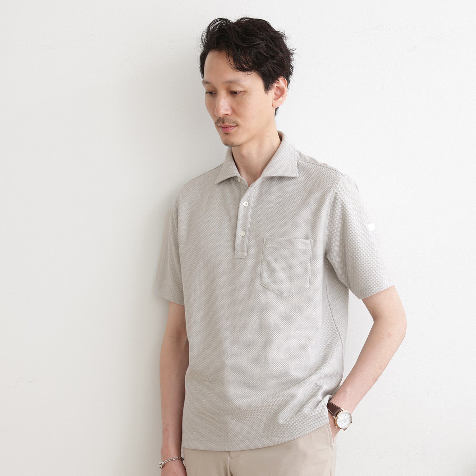 TAKEO KIKUCHI「【尾州織】メランジメッシュ ポロシャツ」|ポロシャツ|