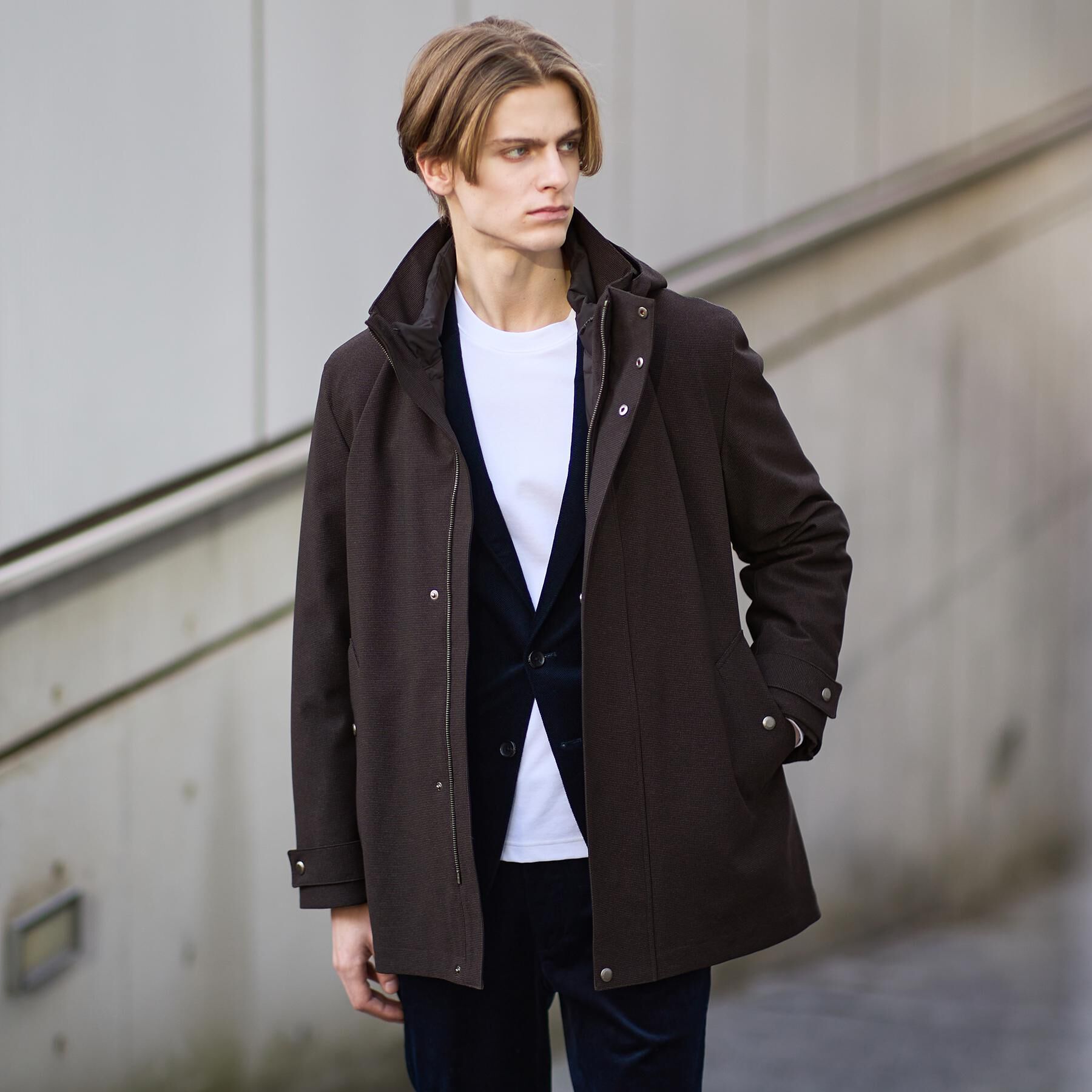 TAKEO KIKUCHI「【3WAY】ドビー ダウンライナー付ブルゾン」|ブルゾン・スタジャン|ブラウン(043)