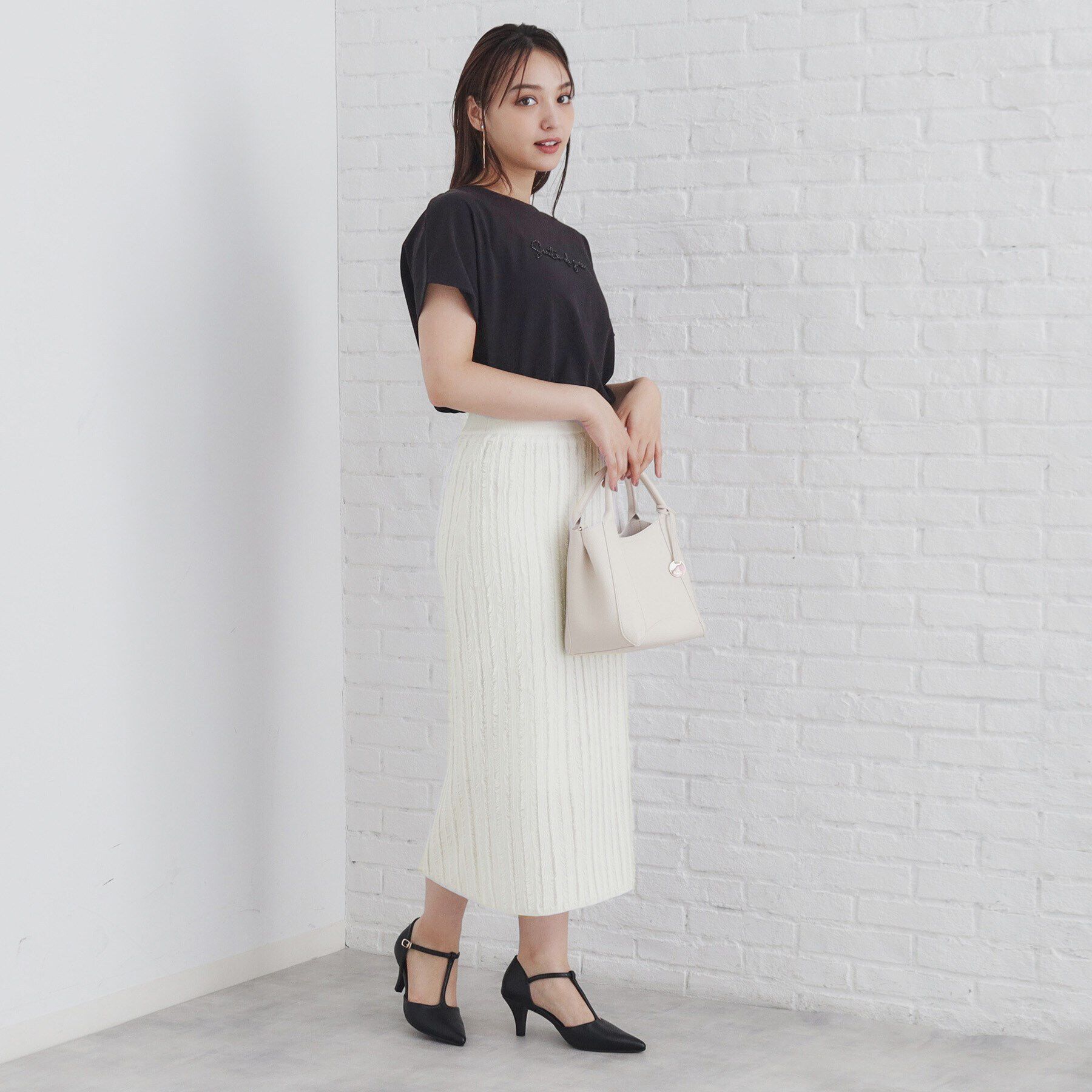 index「カットフリンジニットタイトスカート/セットアップ対応【洗濯機洗い可】」|スカート|