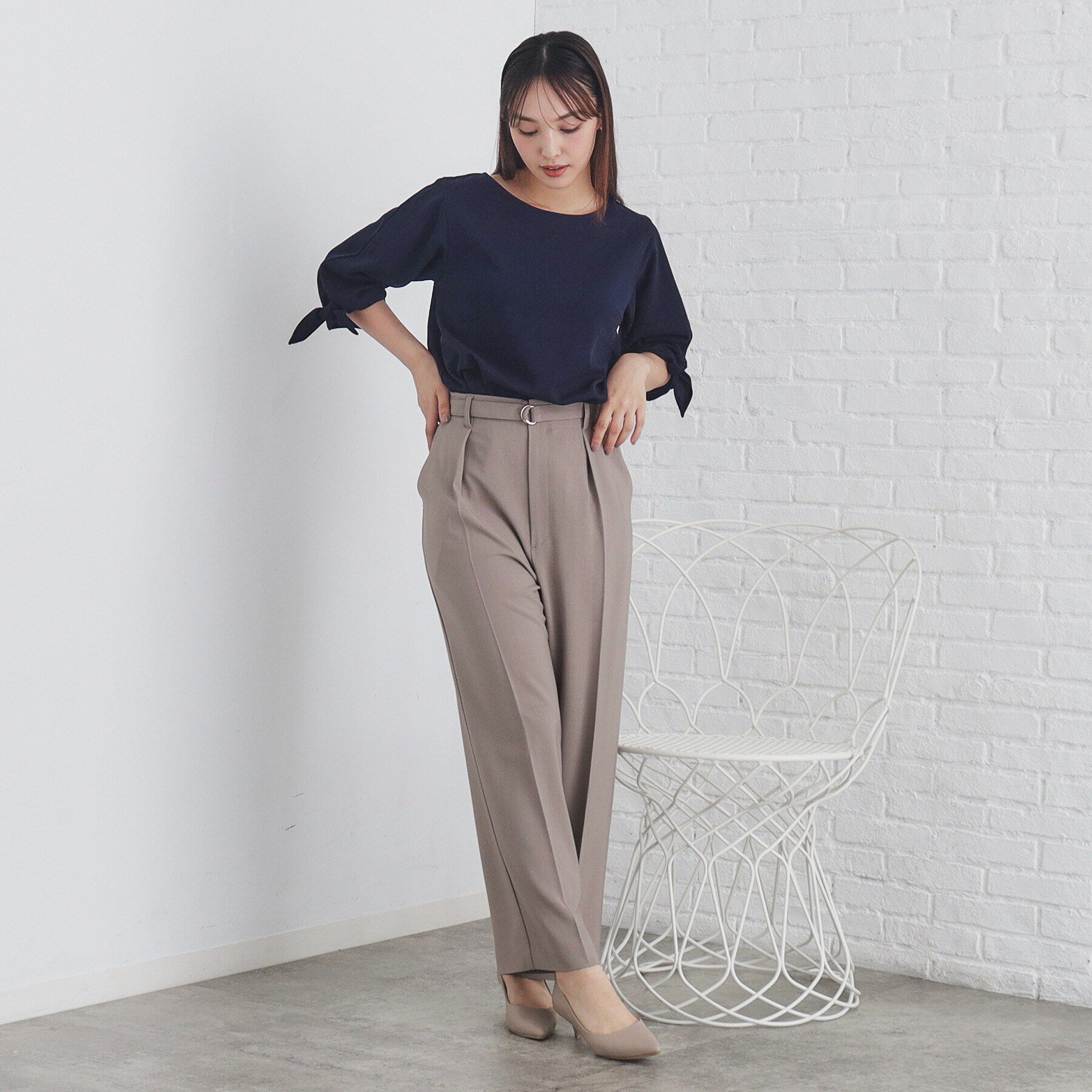 index「カットジョーゼットリボンスリーブトップス【洗濯機洗い可】」|Tシャツ・カットソー|