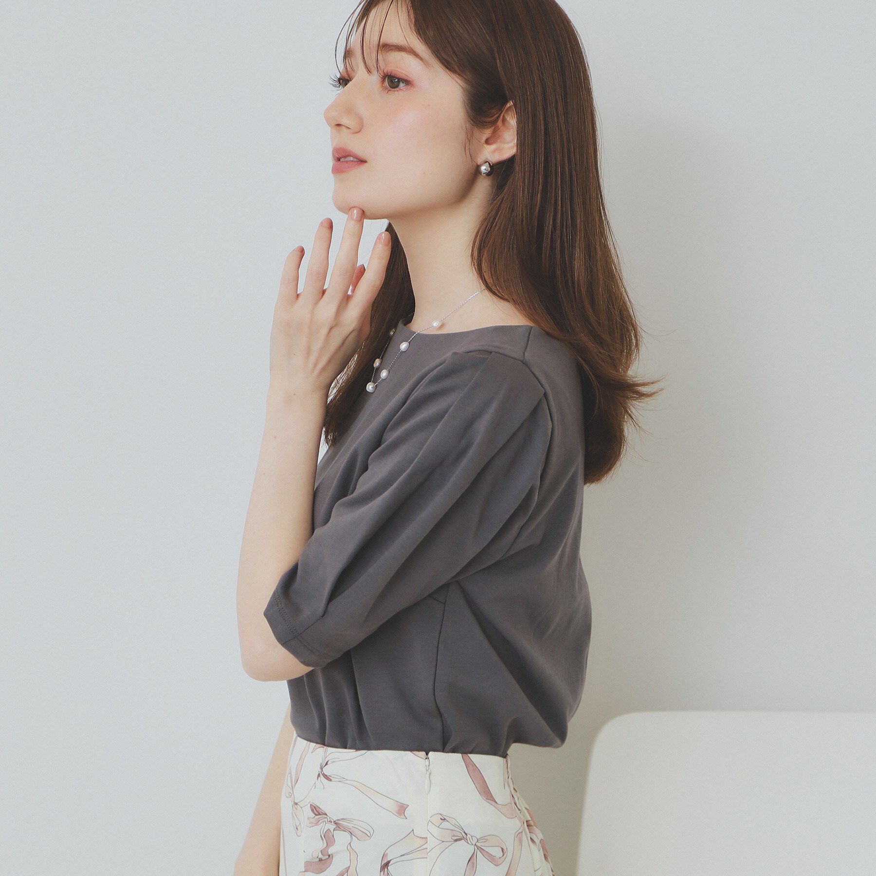 index「《10色展開/XS-LLサイズ》コットンスムースタックスリーブトップス【UV/接触冷感/洗濯機洗い可」|Tシャツ・カットソー|