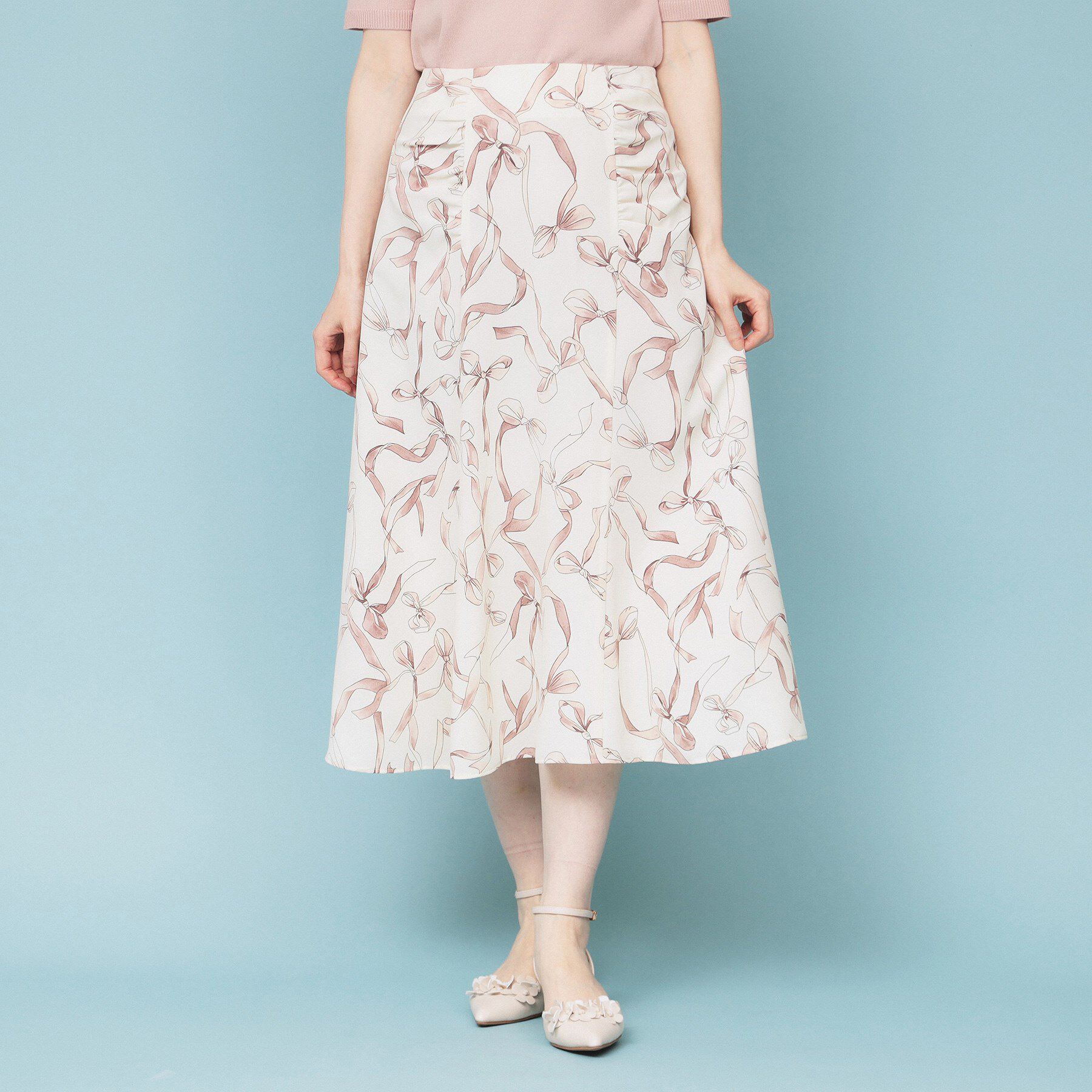 index「リボン柄マーメイドフレアスカート【洗濯機洗い可/イージーアイロン】」|スカート|