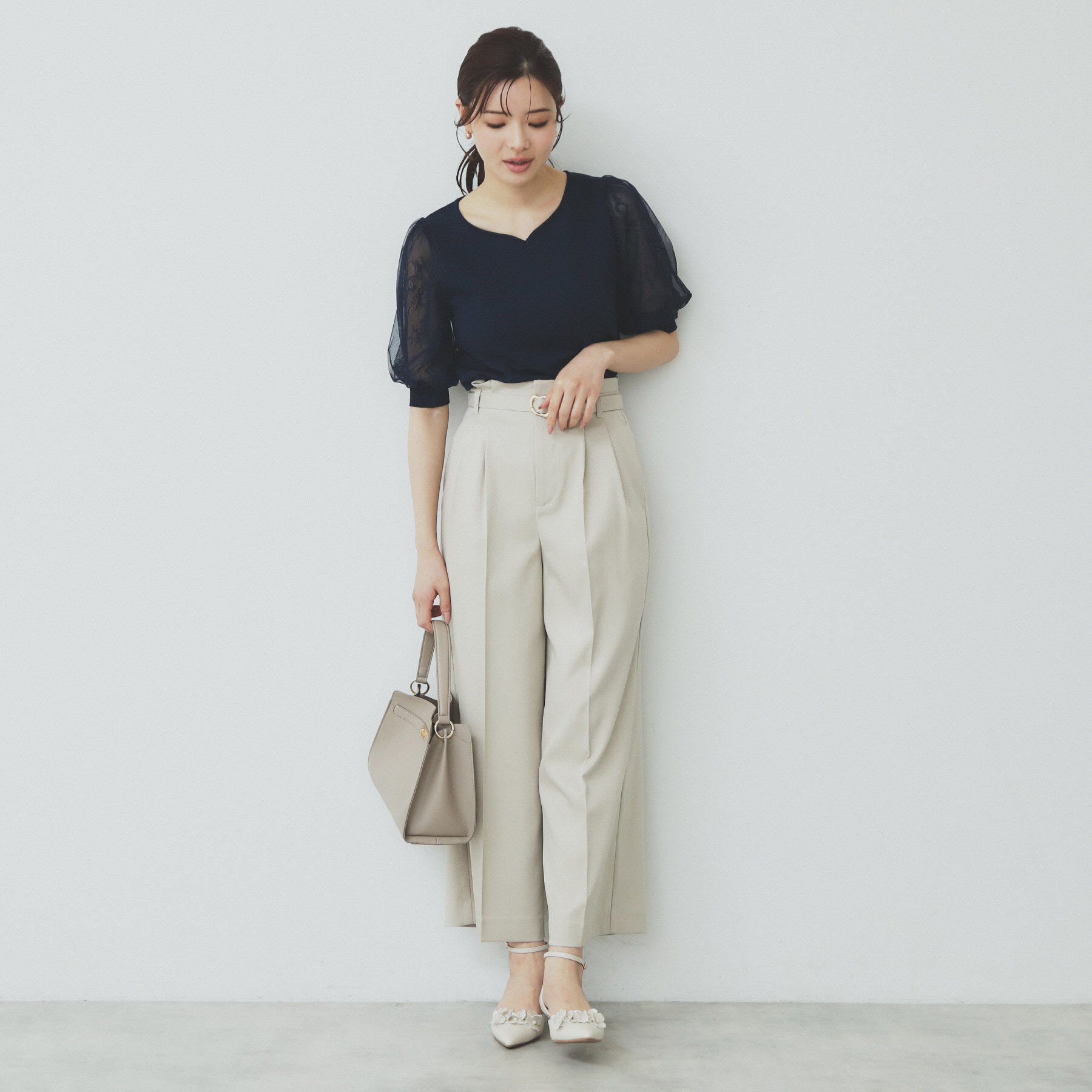 index「チュールレーススリーブニット【洗濯機洗い可】」|ニット・セーター|