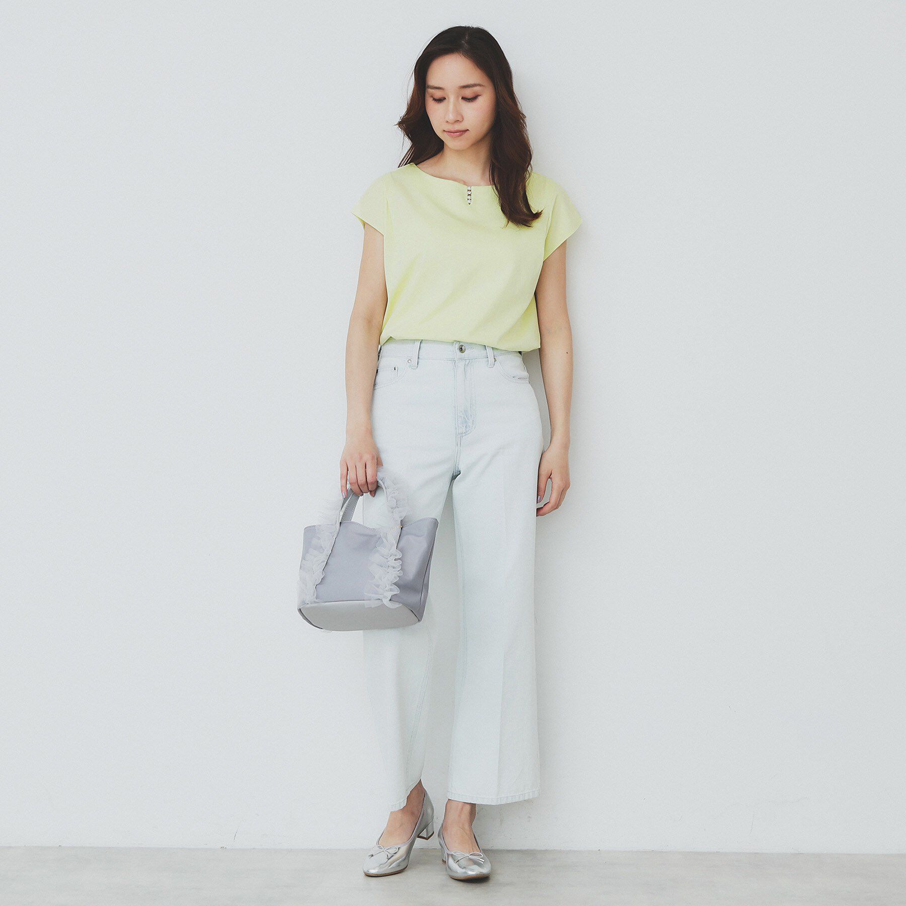 index「《6色展開/XS-3サイズ》キーネックビジュートップス【UV/接触冷感/洗濯機洗い可】」|Tシャツ・カットソー|