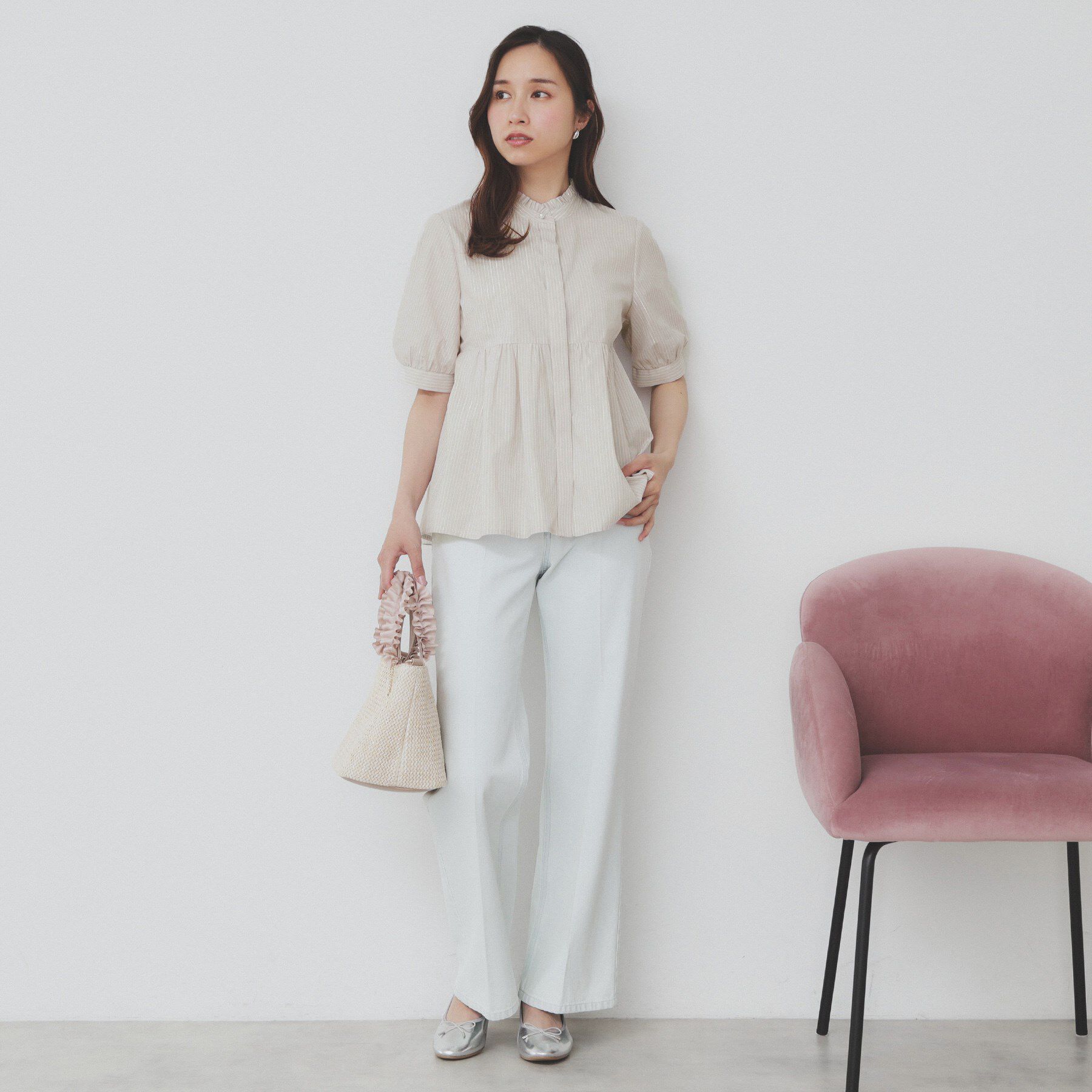 index「《5色展開》フリルバンドカラーペプラムブラウス【洗濯機洗い可/イージーアイロン/防シワ】」|シャツ・ブラウス|