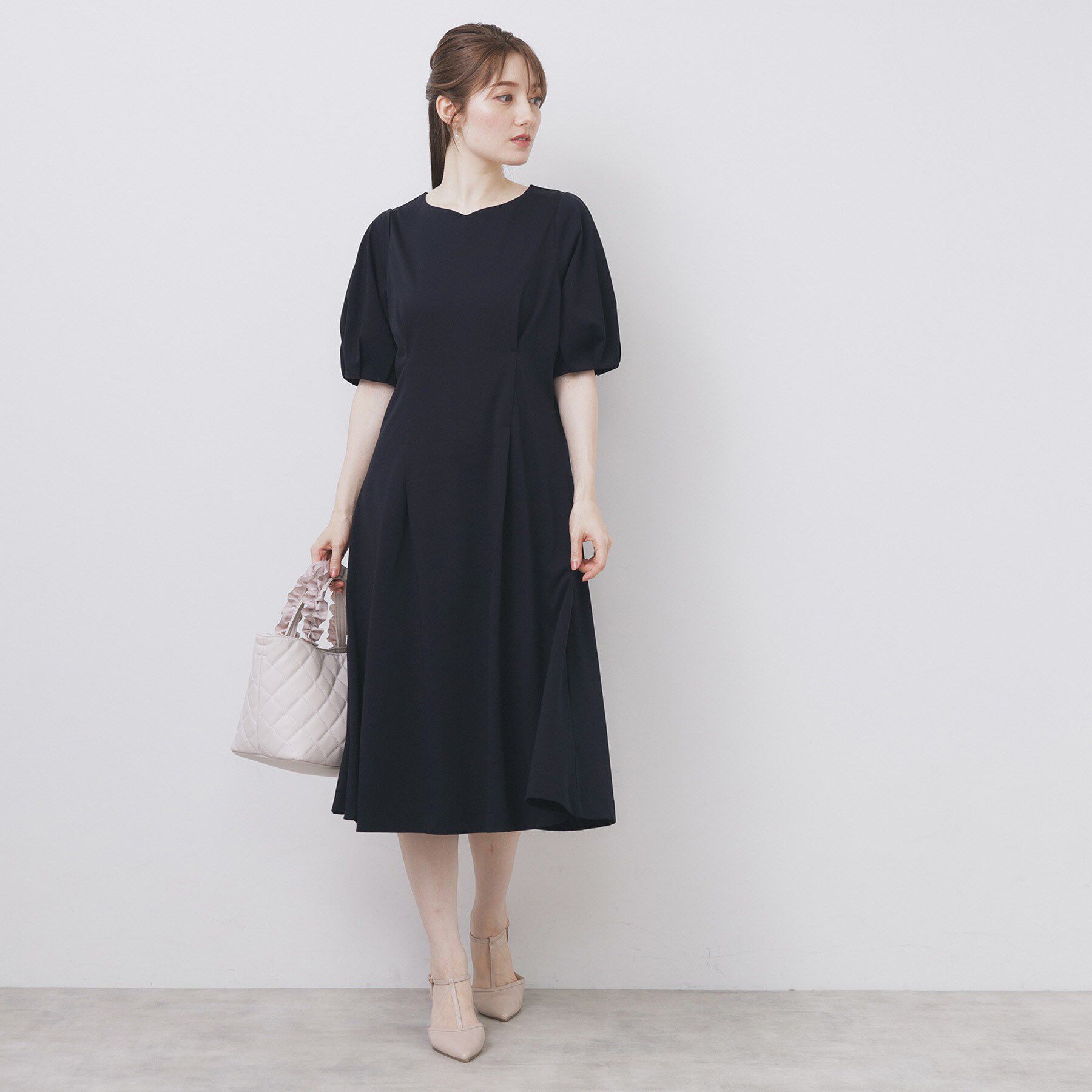 index「ハートネックパフワンピース【洗濯機洗い可/UVケア/接触冷感】」|ワンピース|