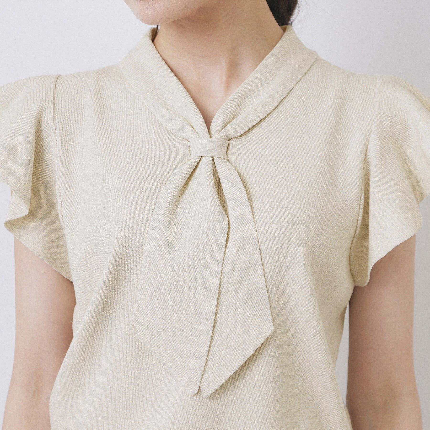 index「フレアスリーブボウタイニット【洗濯機洗い可/接触冷感/抗ピル】」|ニット・セーター|