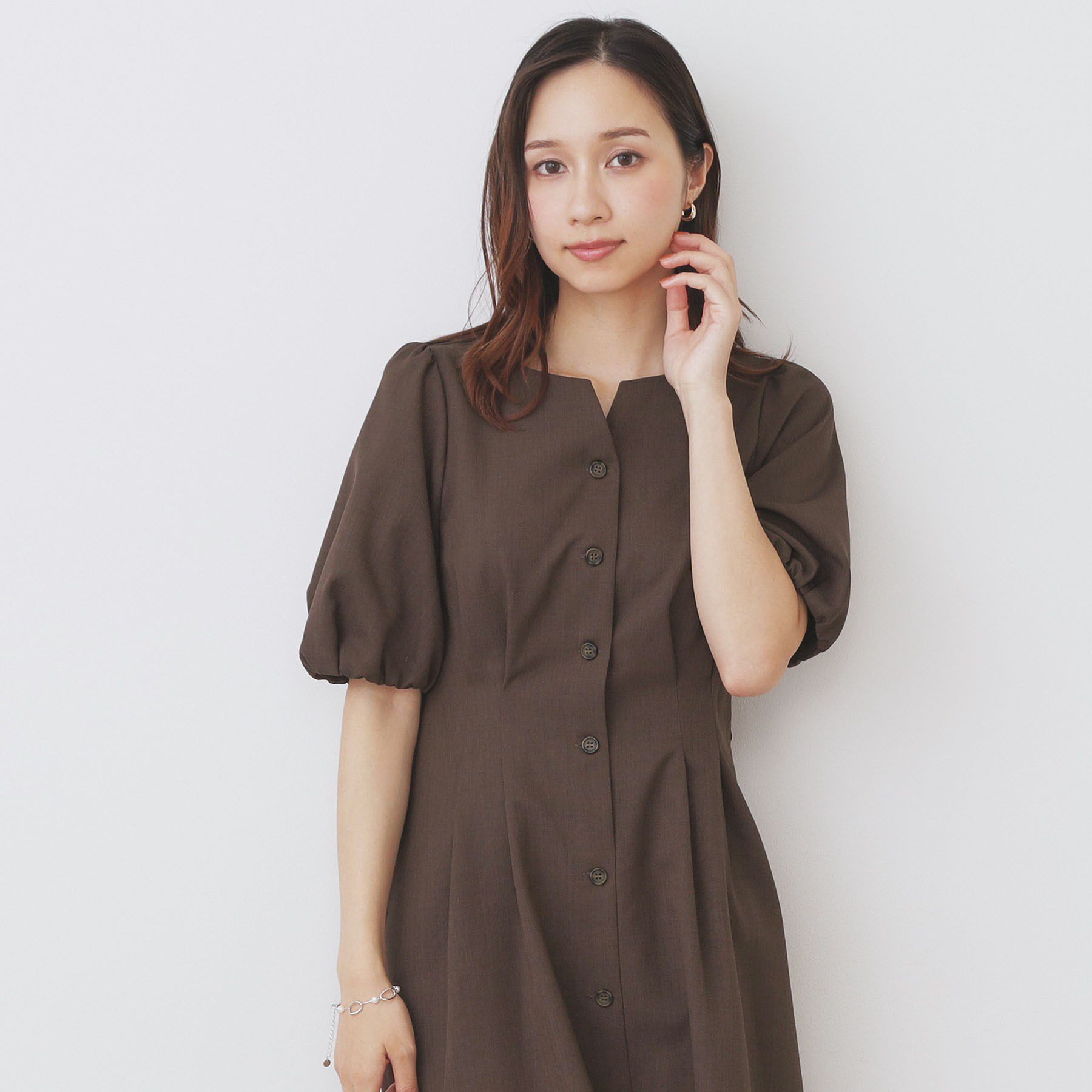 index「タックパフスリーブワンピース【洗濯機洗い可/イージーアイロン】」|ワンピース|