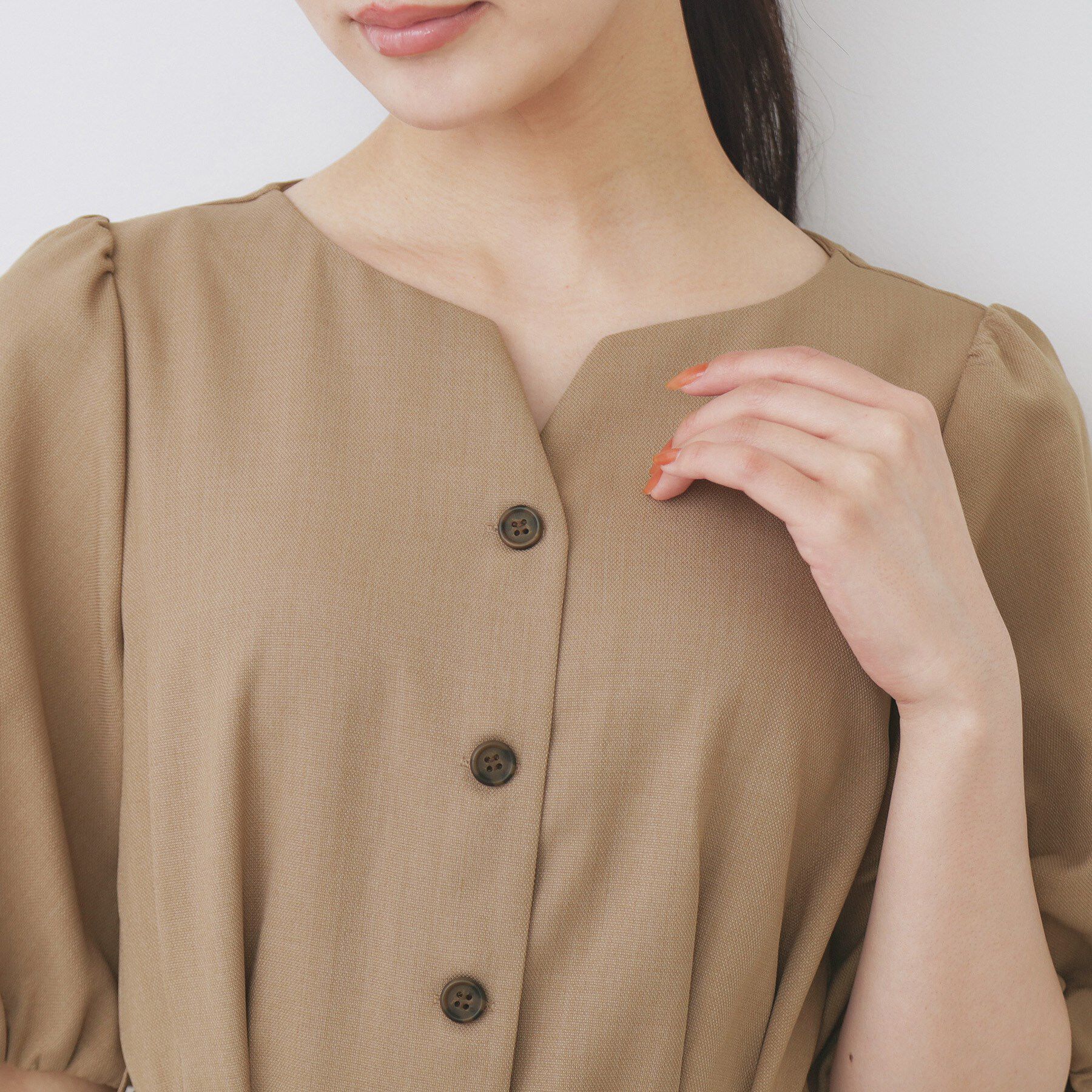 index「タックパフスリーブワンピース【洗濯機洗い可/イージーアイロン】」|ワンピース|