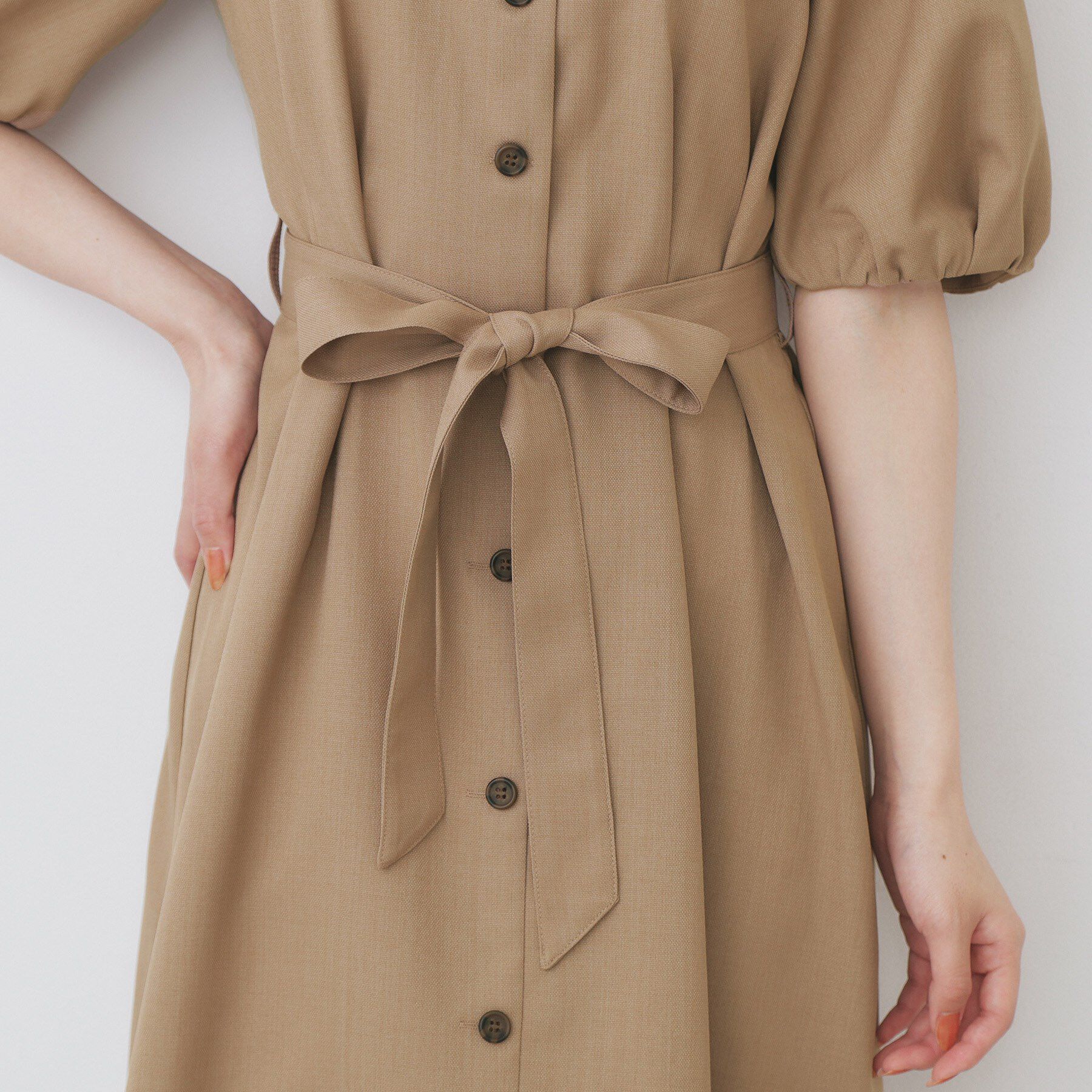 index「タックパフスリーブワンピース【洗濯機洗い可/イージーアイロン】」|ワンピース|