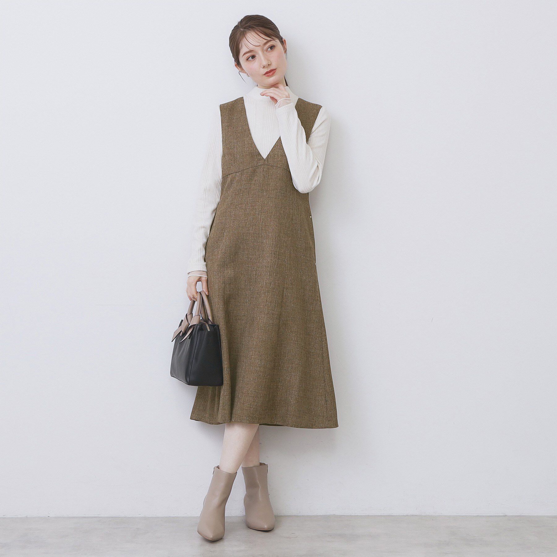 index「ヴィンテージツイードジャンスカ【洗濯機OK/防シワ】」|ワンピース|