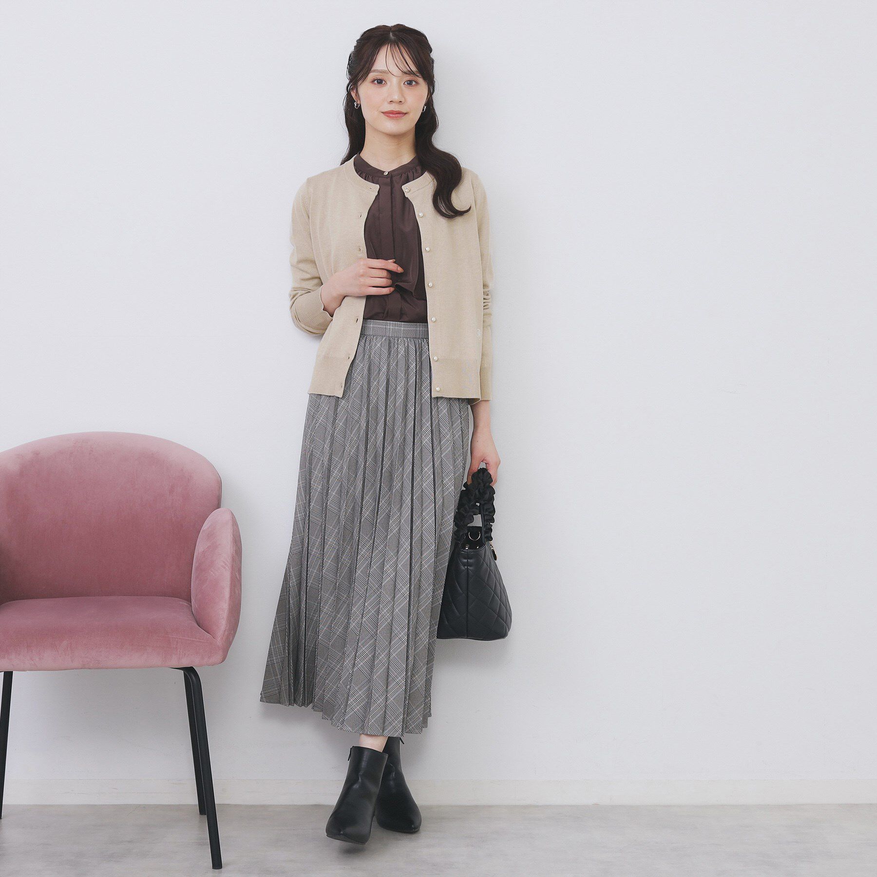 index「ビジュークルーネックカーディガン【洗濯機OK】《7col/XS～LL》」|カーディガン|