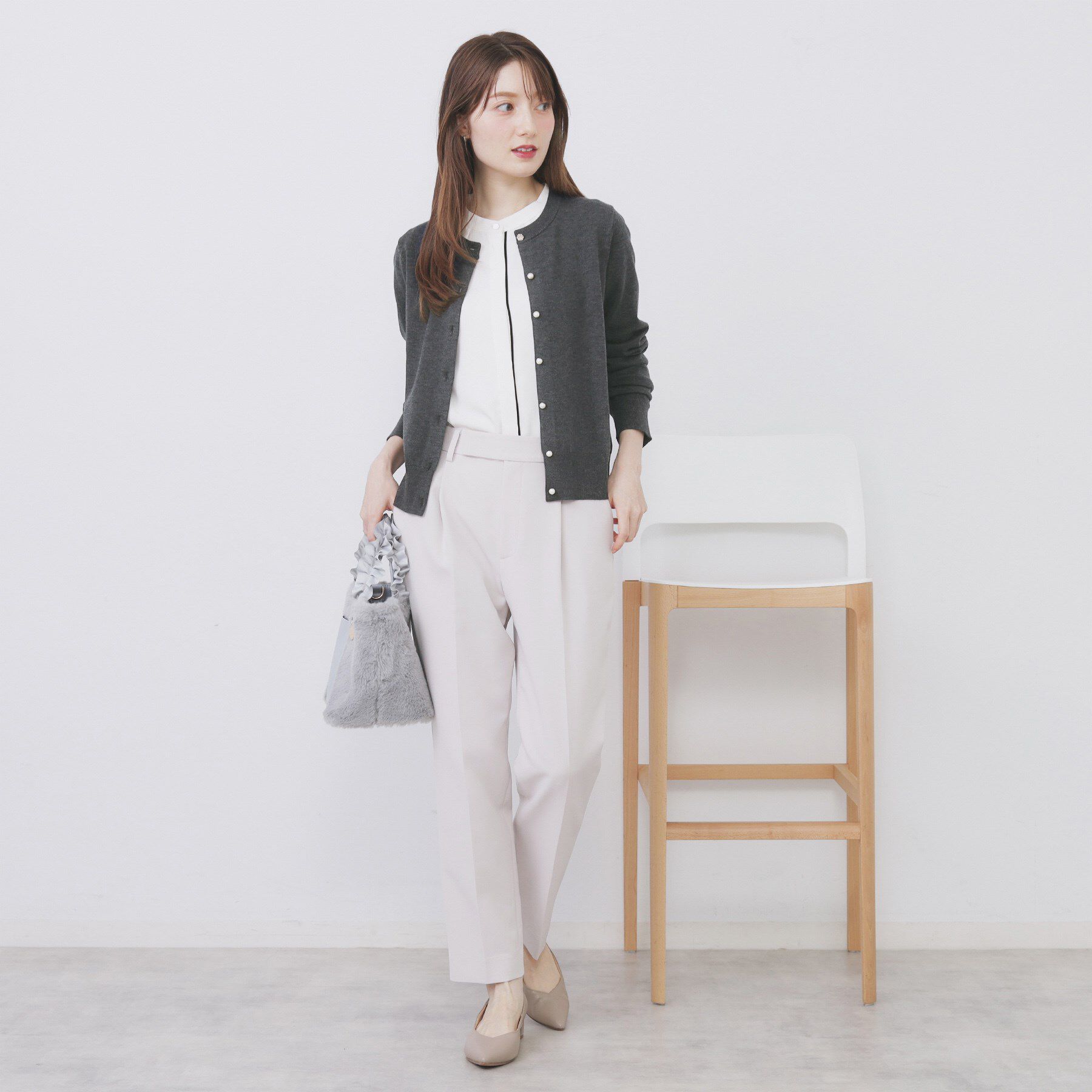 index「ビジュークルーネックカーディガン【洗濯機OK】《7col/XS～LL》」|カーディガン|