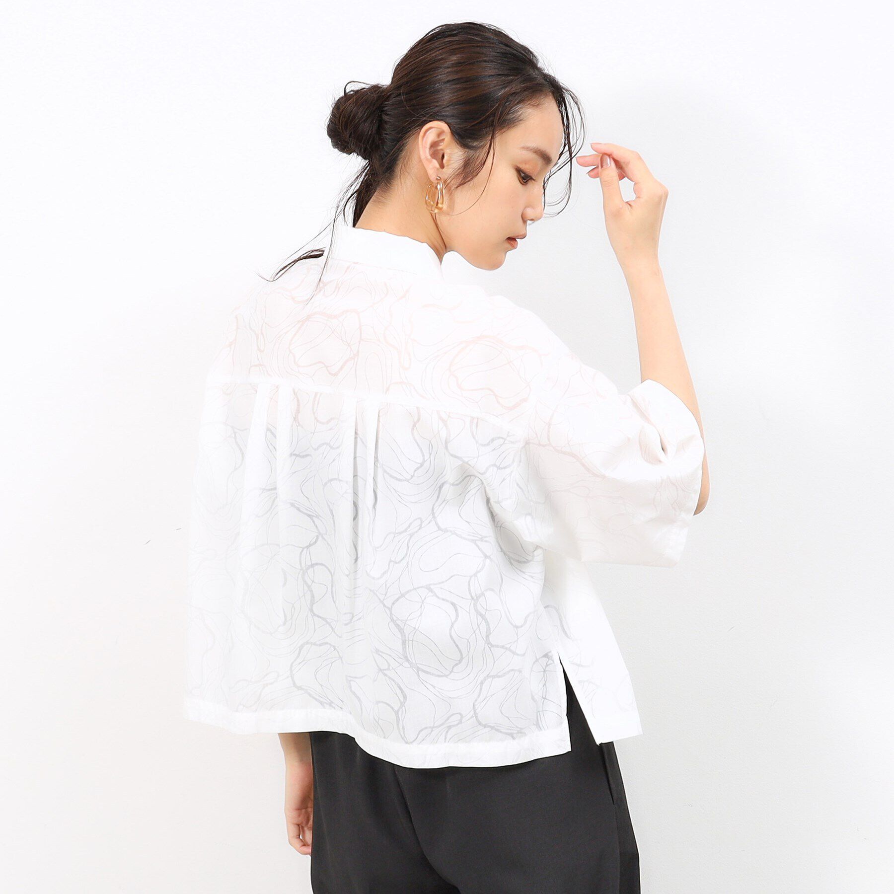 OPAQUE.CLIP「オパール柄ハーフスリーブシャツ【洗濯機洗い可】」|シャツ・ブラウス|