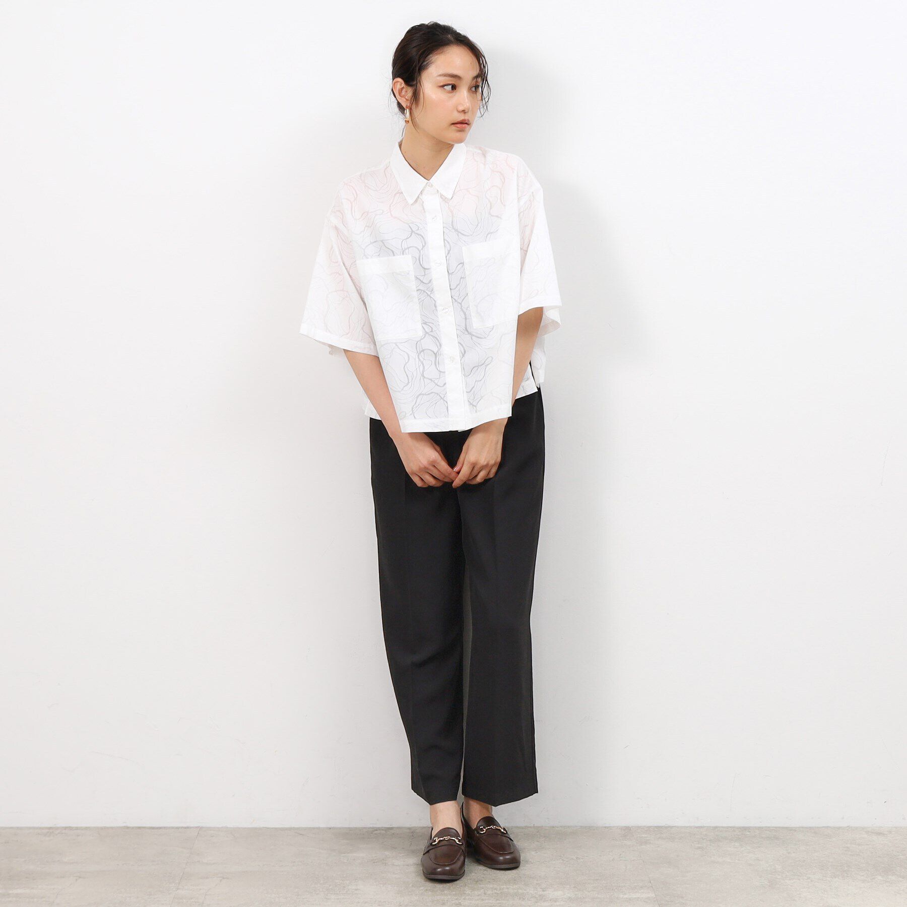 OPAQUE.CLIP「オパール柄ハーフスリーブシャツ【洗濯機洗い可】」|シャツ・ブラウス|