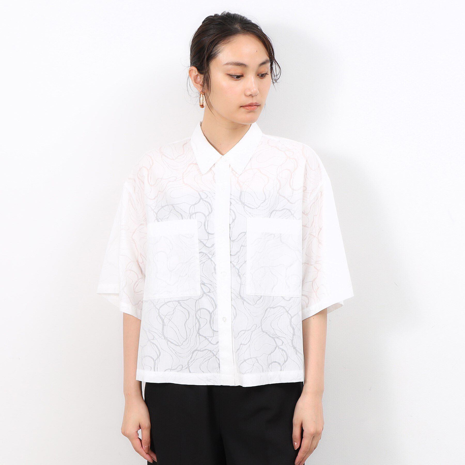 OPAQUE.CLIP「オパール柄ハーフスリーブシャツ【洗濯機洗い可】」|シャツ・ブラウス|