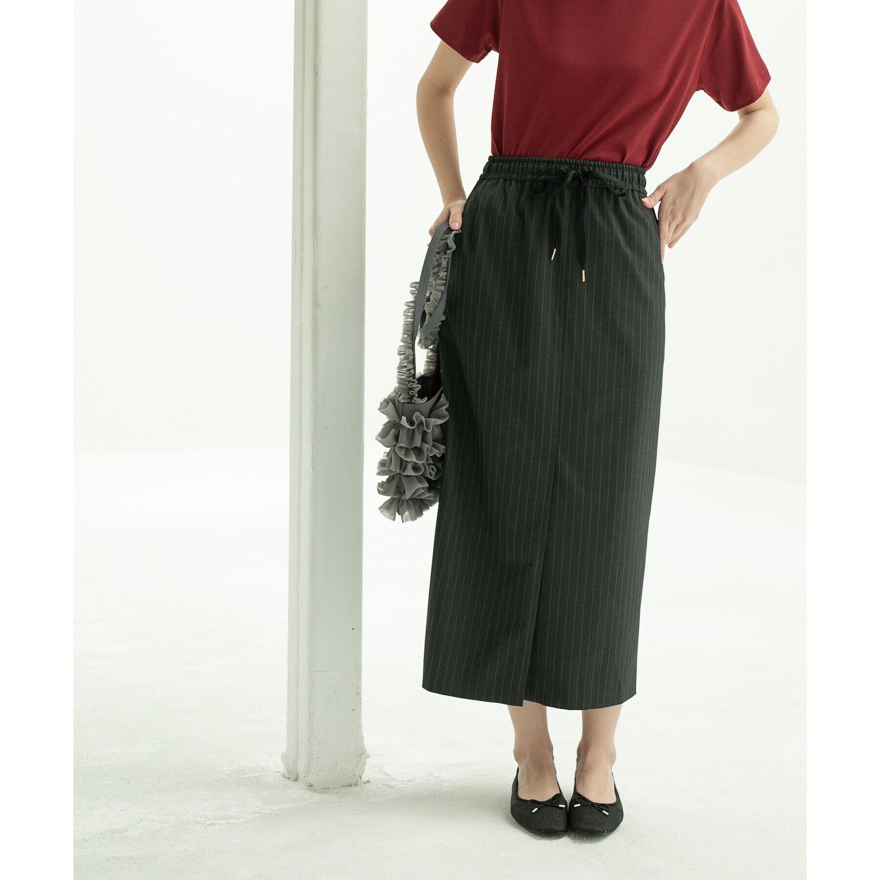 OPAQUE.CLIP「《美人百花掲載》ピンストライプイージーナロースカート【洗濯機洗い可】」|スカート|