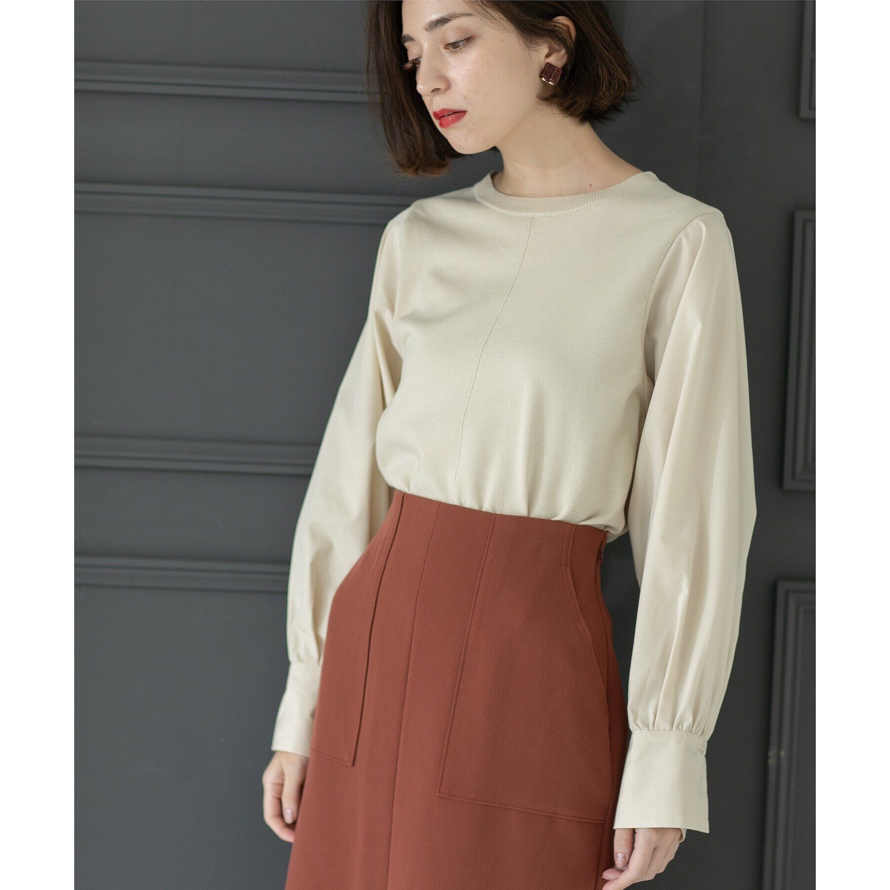 OPAQUE.CLIP「異素材切り替えニット【洗濯機洗い可】」|ニット・セーター|