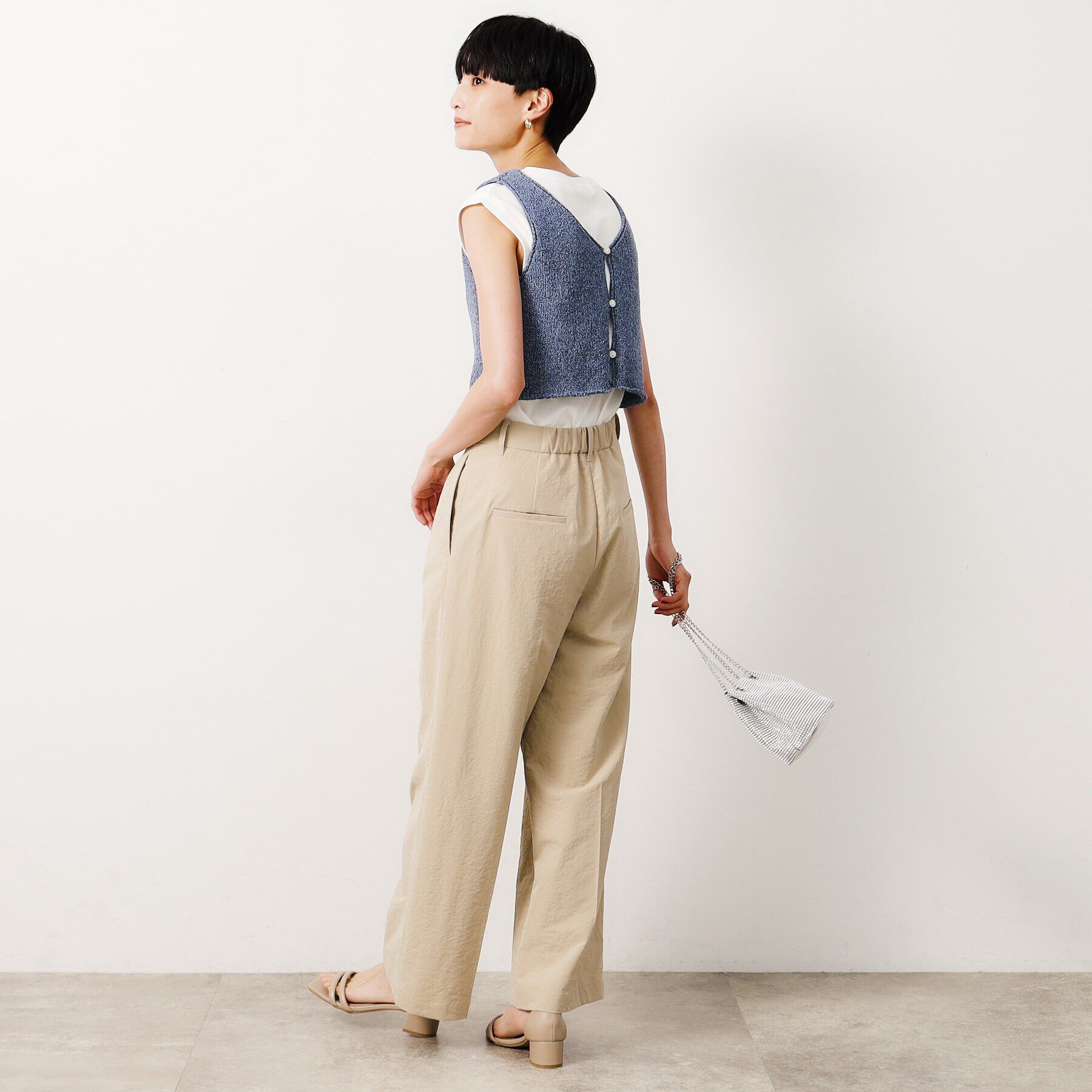 OPAQUE.CLIP「【前後2WAY/ツインセット】ニットビスチェ&times;ノースリーブ【洗濯機洗い可】」|Tシャツ・カットソー|