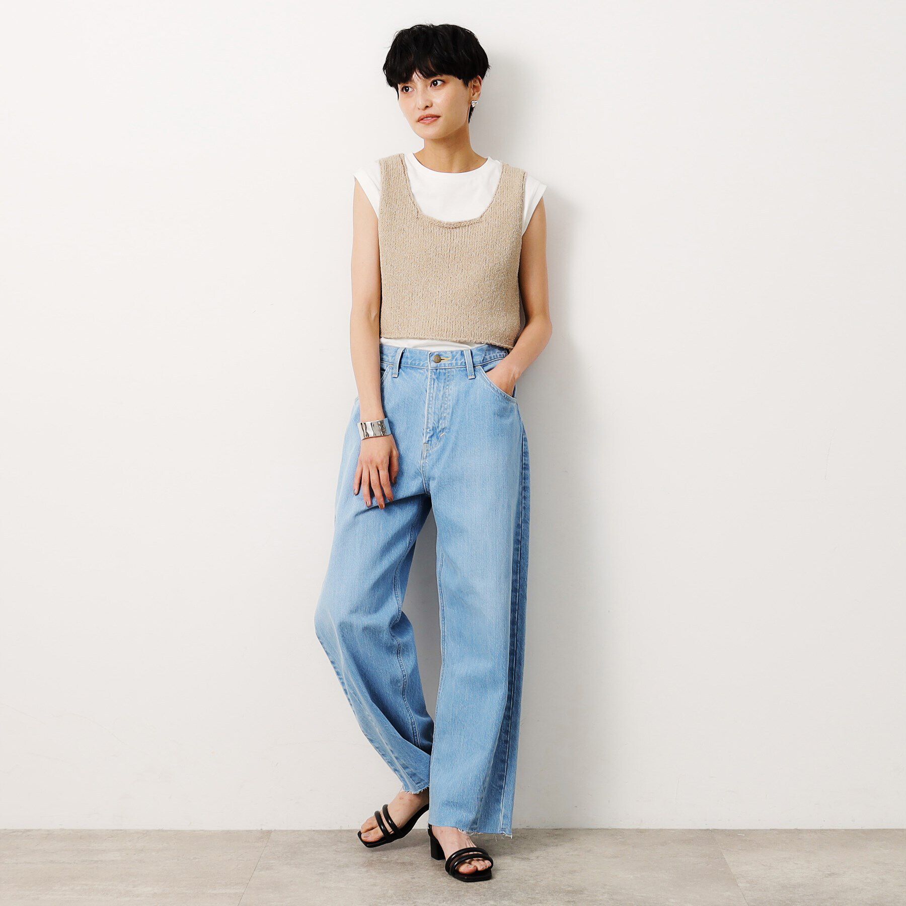 OPAQUE.CLIP「【前後2WAY/ツインセット】ニットビスチェ&times;ノースリーブ【洗濯機洗い可】」|Tシャツ・カットソー|