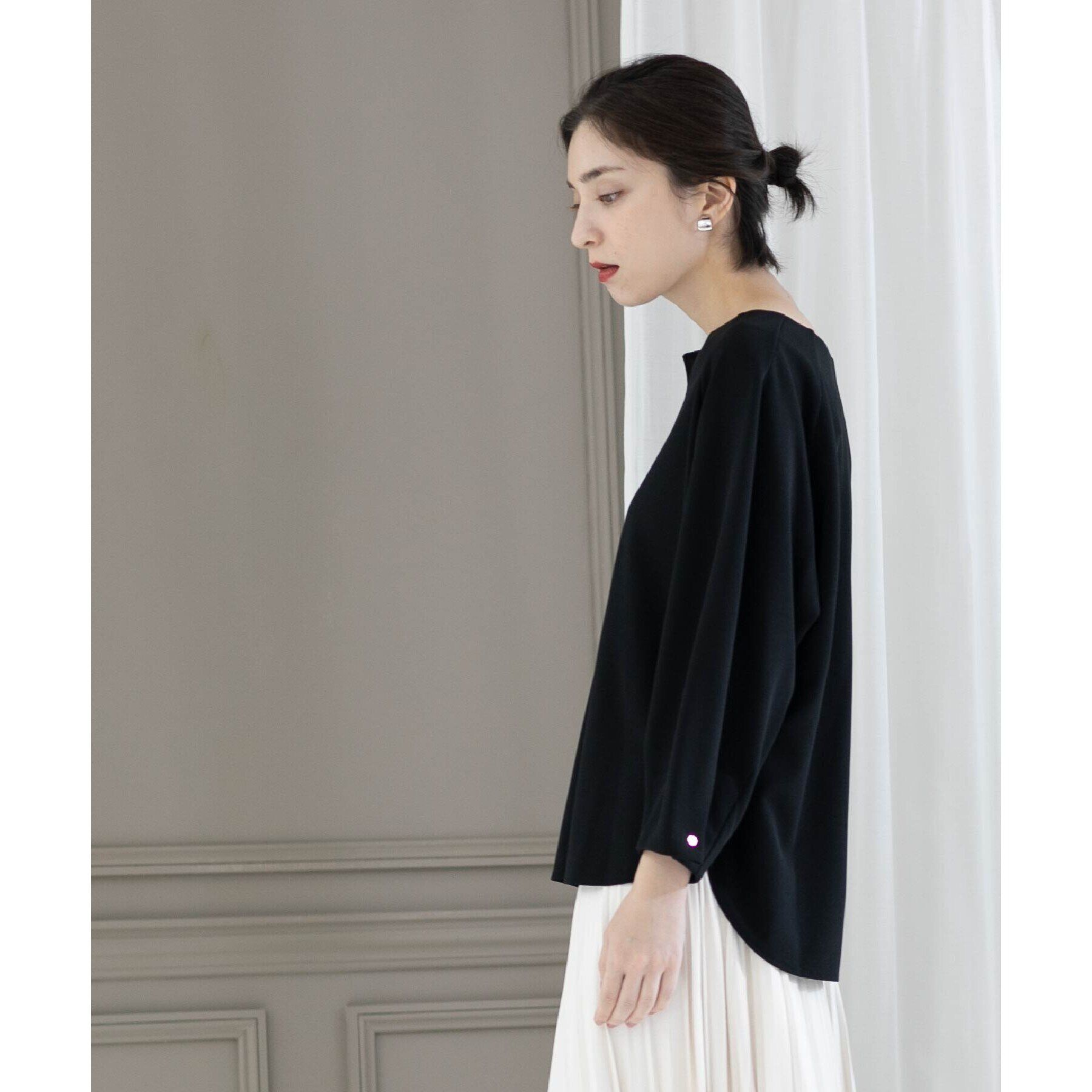 OPAQUE.CLIP「UV 袖口金ボタンキーネックトップス【吸水速乾/洗濯機洗い可】」|Tシャツ・カットソー|