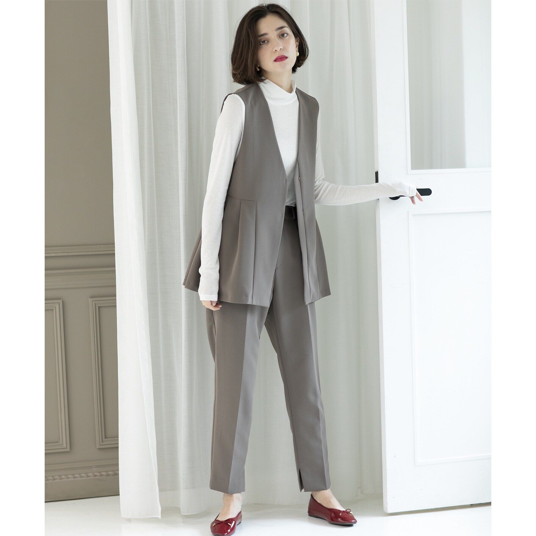 OPAQUE.CLIP「シアーガーゼハイネックカットソー／ネオサーモ【吸湿発熱/洗濯機洗い可】」|Tシャツ・カットソー|