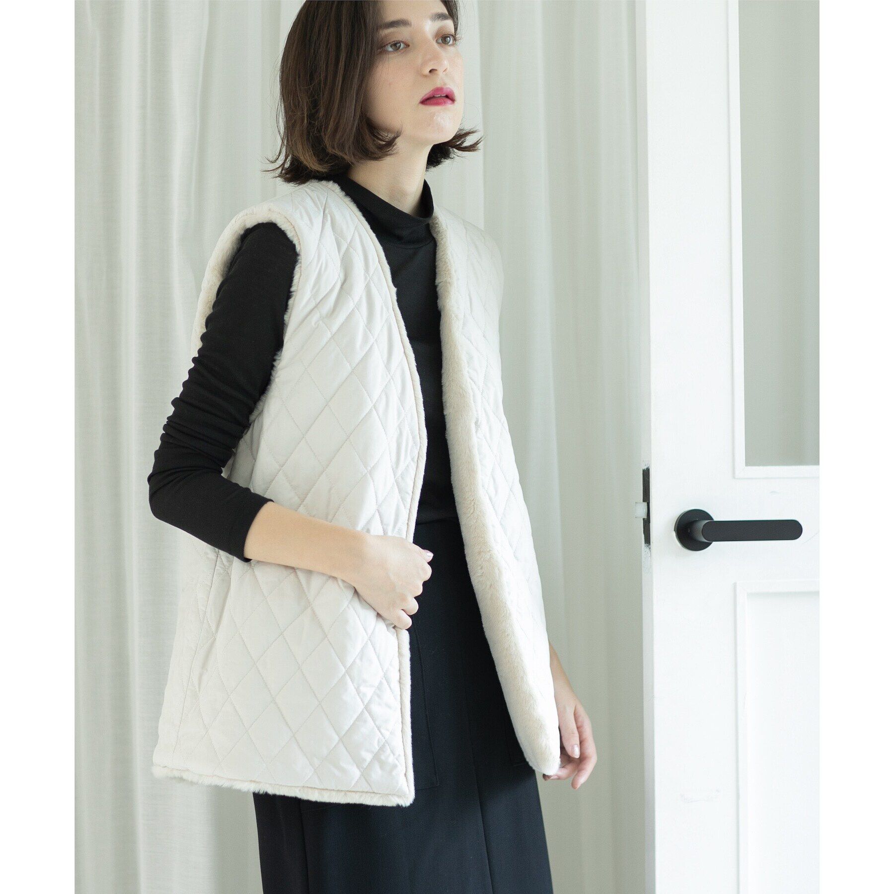 OPAQUE.CLIP「ファーベスト付き マルチWAYマウンテンパーカー【洗濯機洗い可／撥水加工／花粉対応】」|ブルゾン・スタジャン|