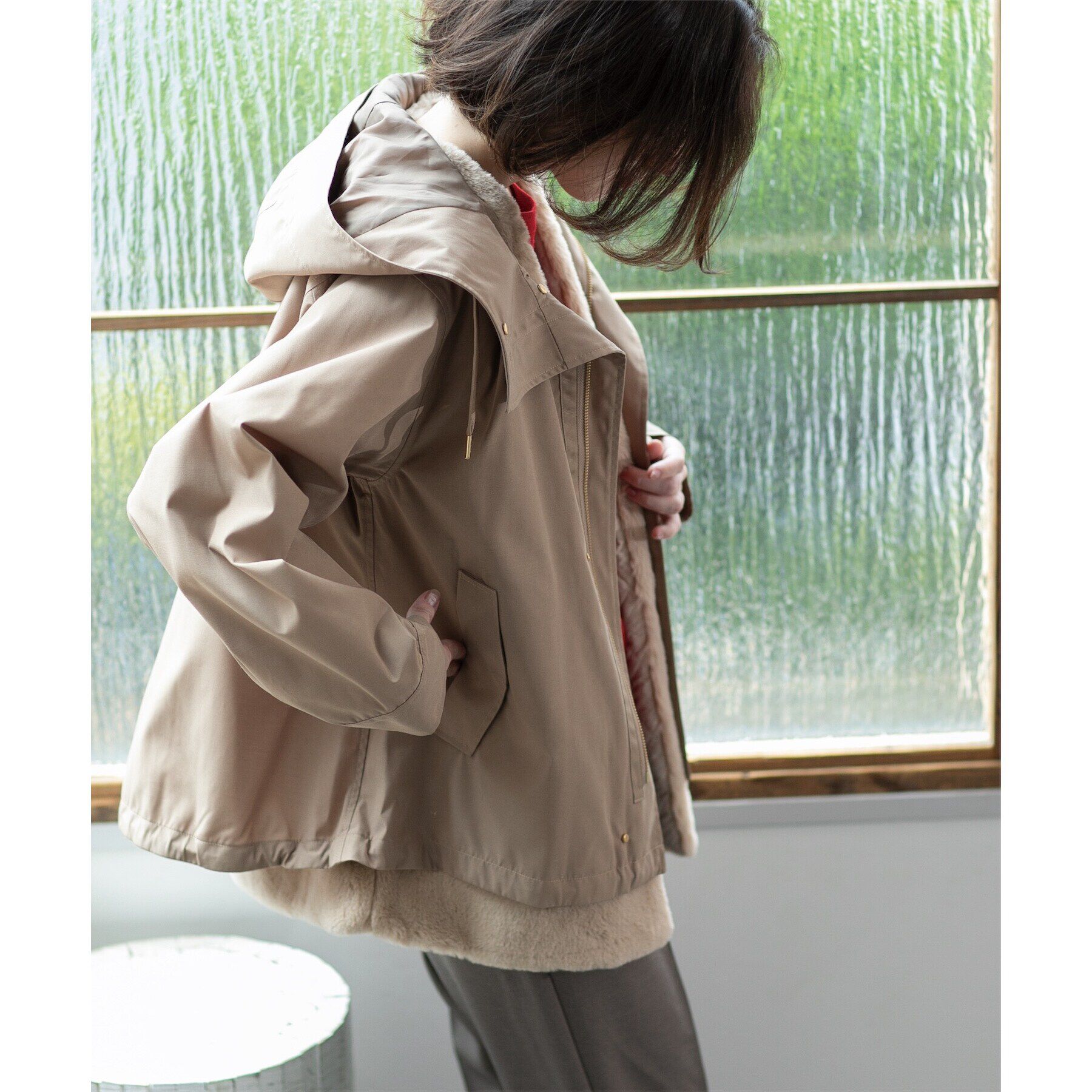 OPAQUE.CLIP「ファーベスト付き マルチWAYマウンテンパーカー【洗濯機洗い可／撥水加工／花粉対応】」|ブルゾン・スタジャン|