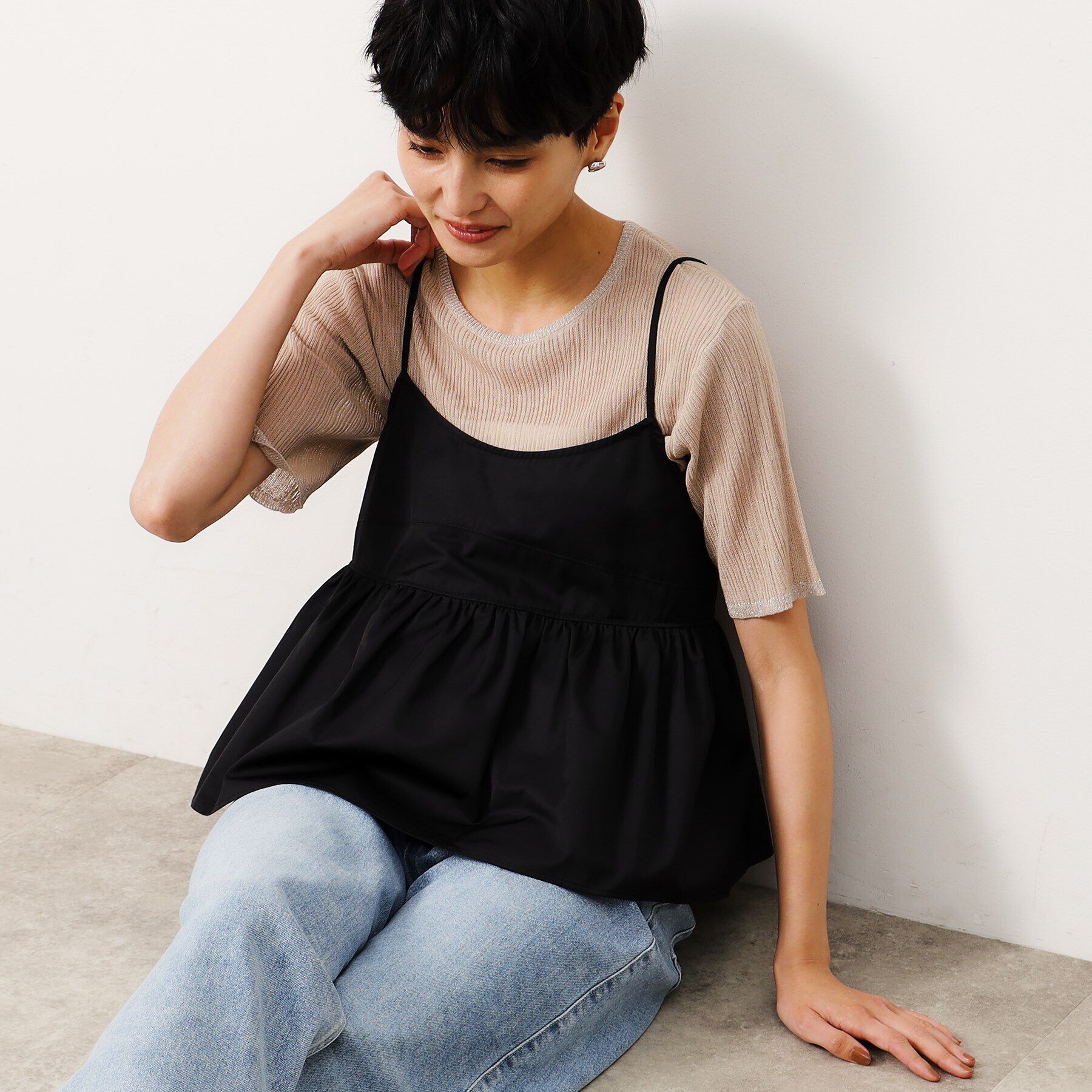 OPAQUE.CLIP「ペプラムキャミブラウス／セットアップ対応【洗濯機洗い可】」|シャツ・ブラウス|