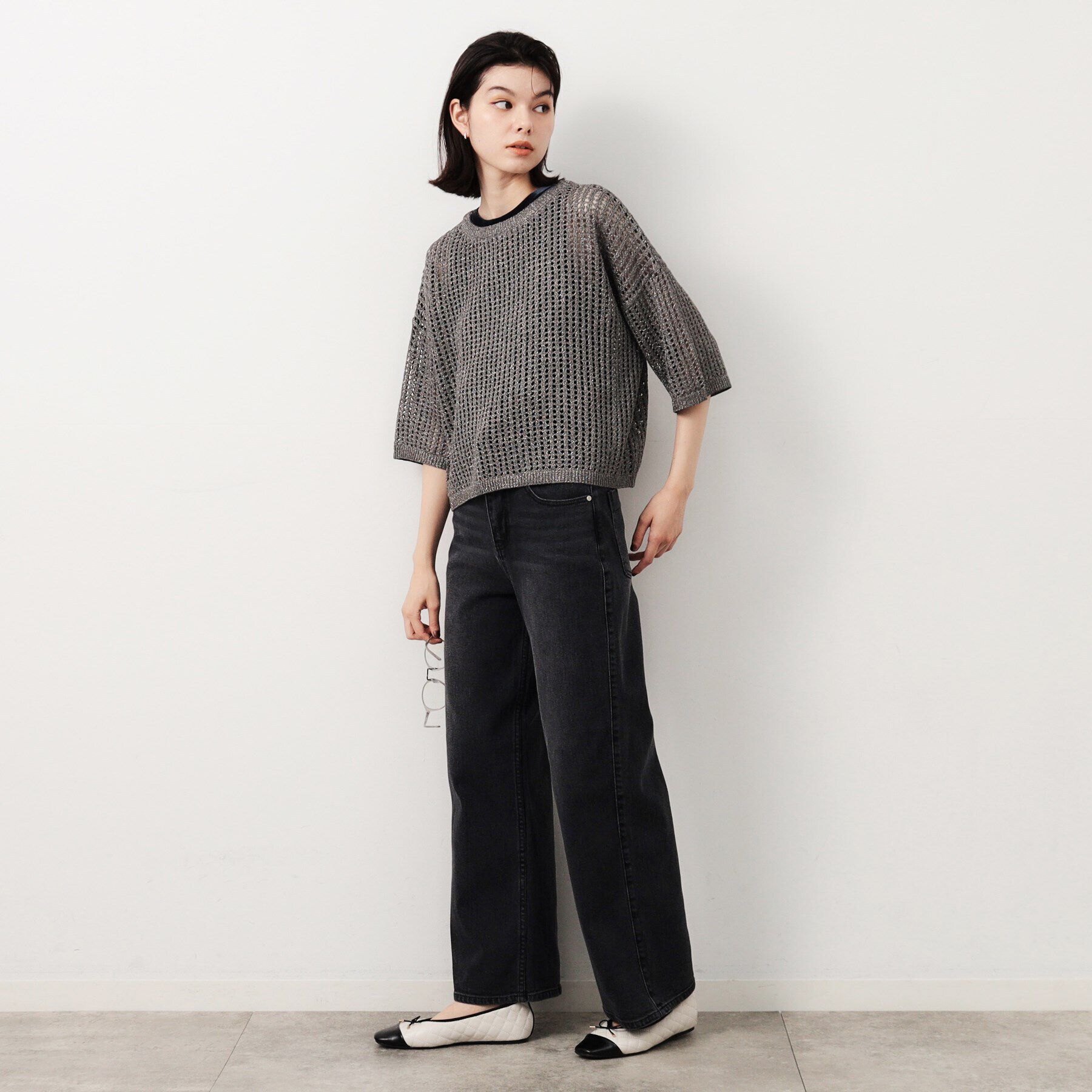 OPAQUE.CLIP「ラメメッシュニット【洗濯機洗い可】」|ニット・セーター|