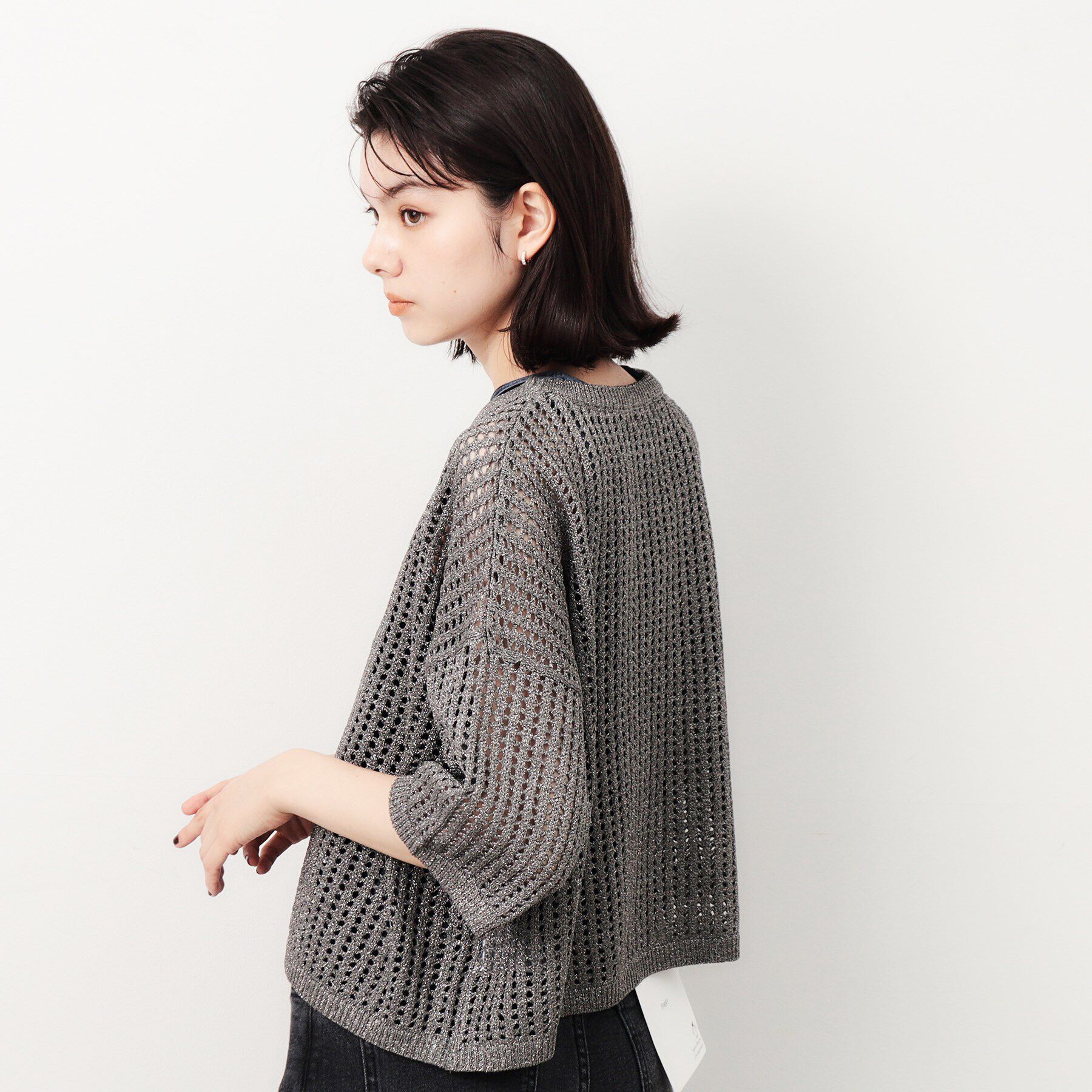 OPAQUE.CLIP「ラメメッシュニット【洗濯機洗い可】」|ニット・セーター|