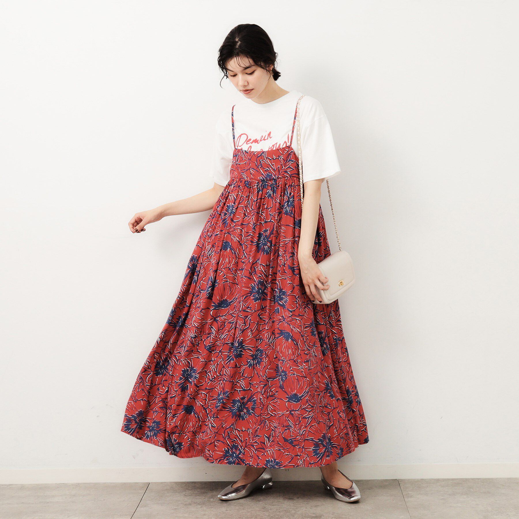 OPAQUE.CLIP「ビックフラワープリントキャミワンピース【洗える】」|ワンピース|