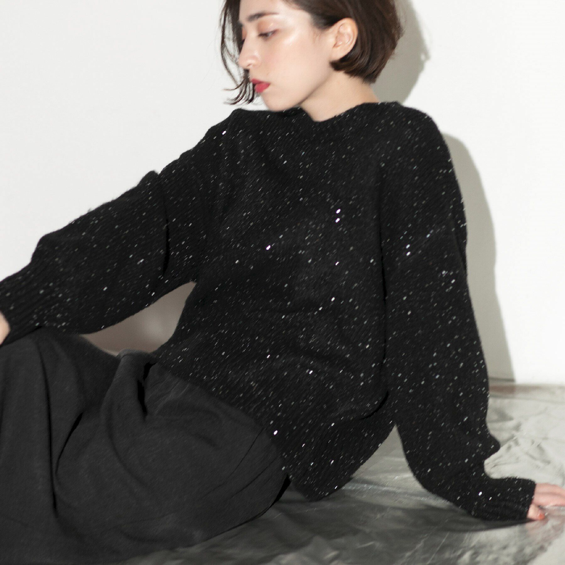 OPAQUE.CLIP「スパンコールラメ ミドルゲージニット」|ニット・セーター|